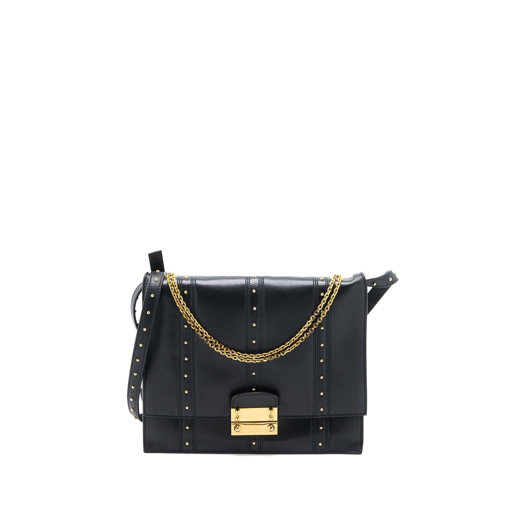 VALENTINO ROCKSTUD FLAP BAG LAMBSKIN BLACK GHW