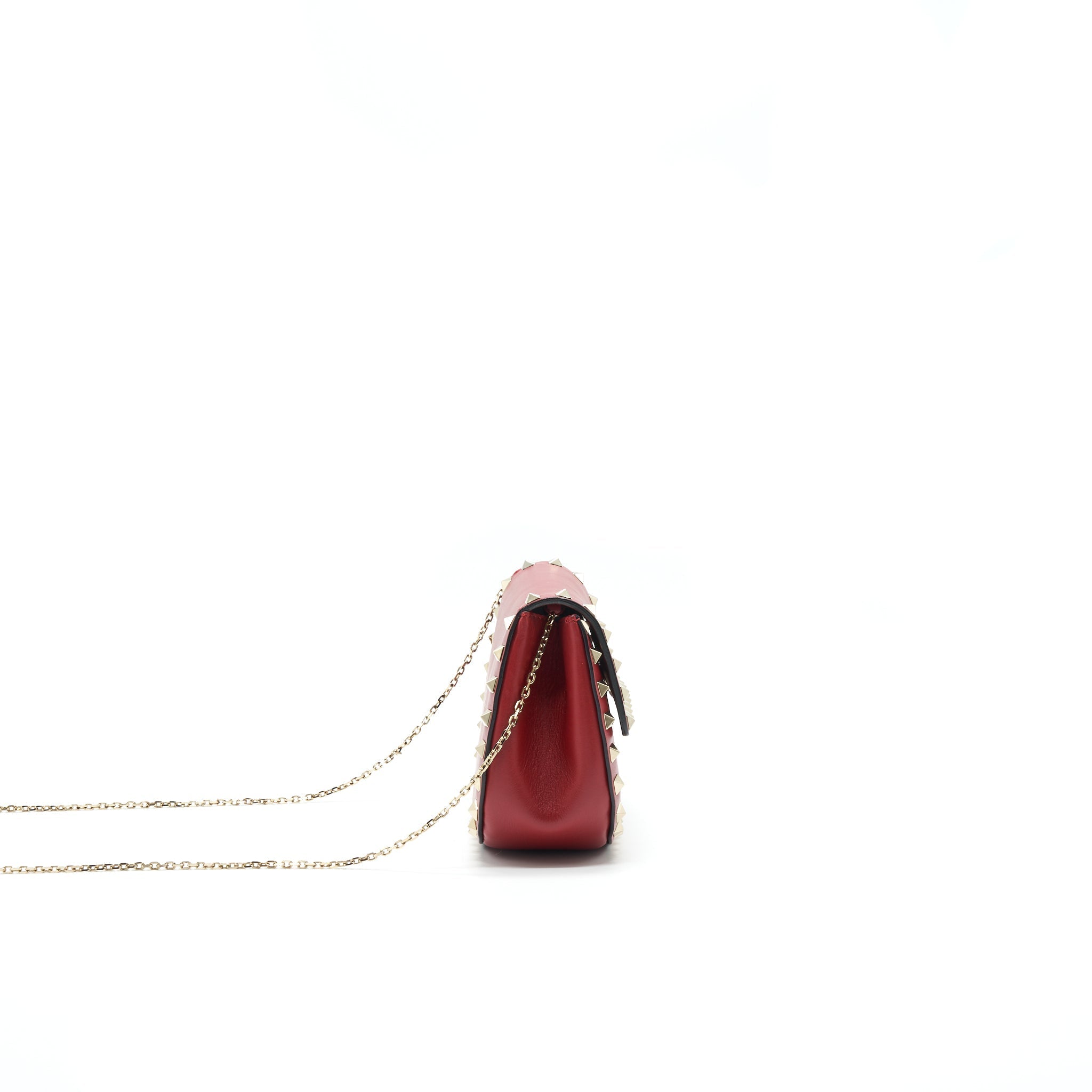 VALENTINO ROCKSTUD SMALL SADDLE BAG IN RED