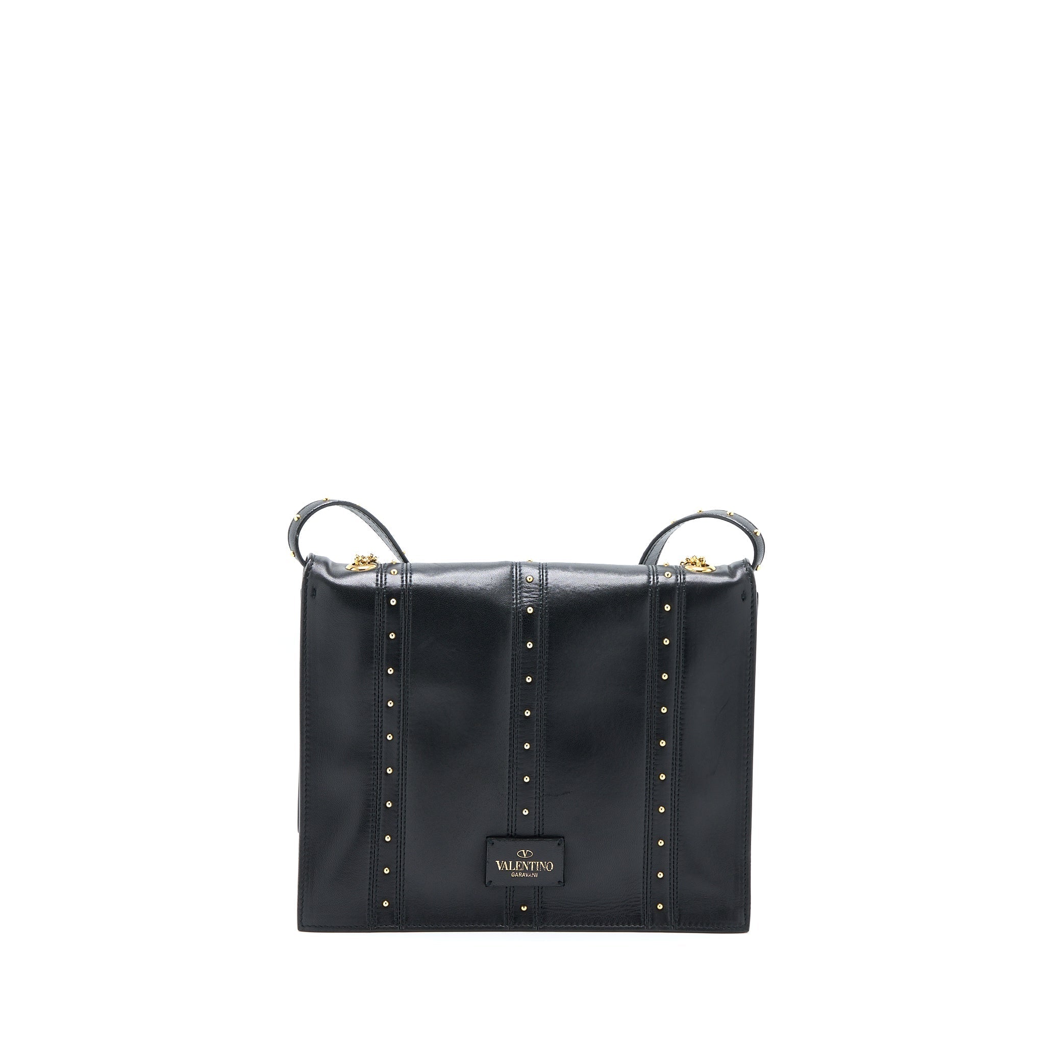 VALENTINO ROCKSTUD FLAP BAG LAMBSKIN BLACK GHW