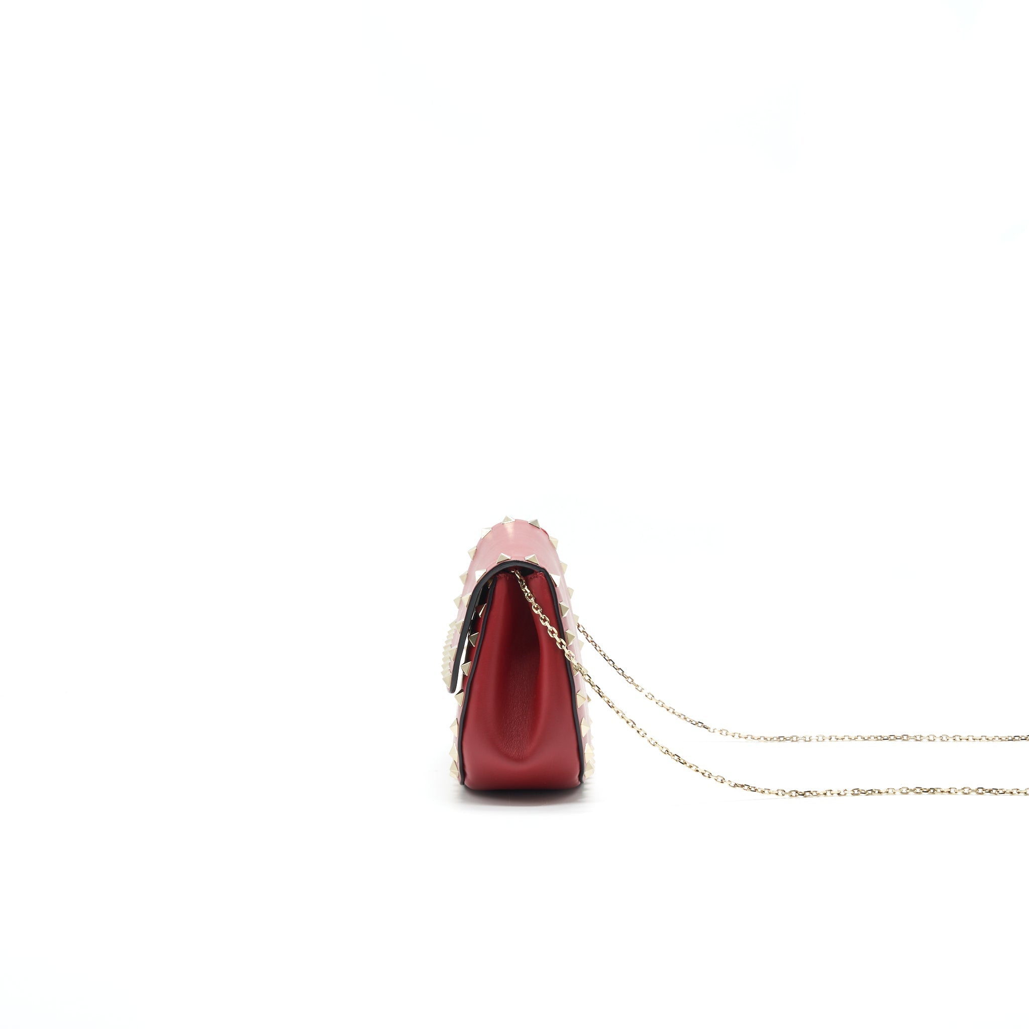 VALENTINO ROCKSTUD SMALL SADDLE BAG IN RED