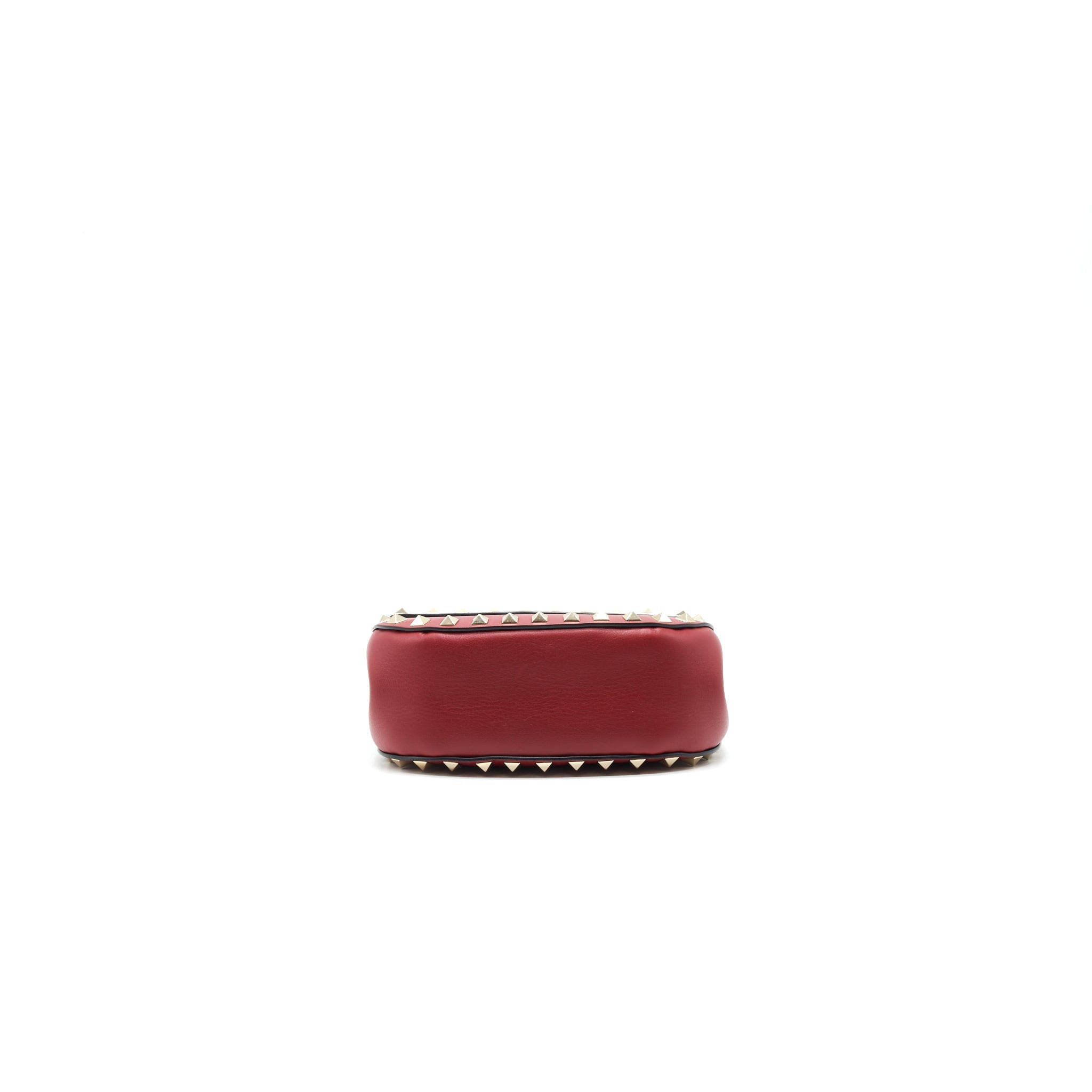 VALENTINO ROCKSTUD SMALL SADDLE BAG IN RED
