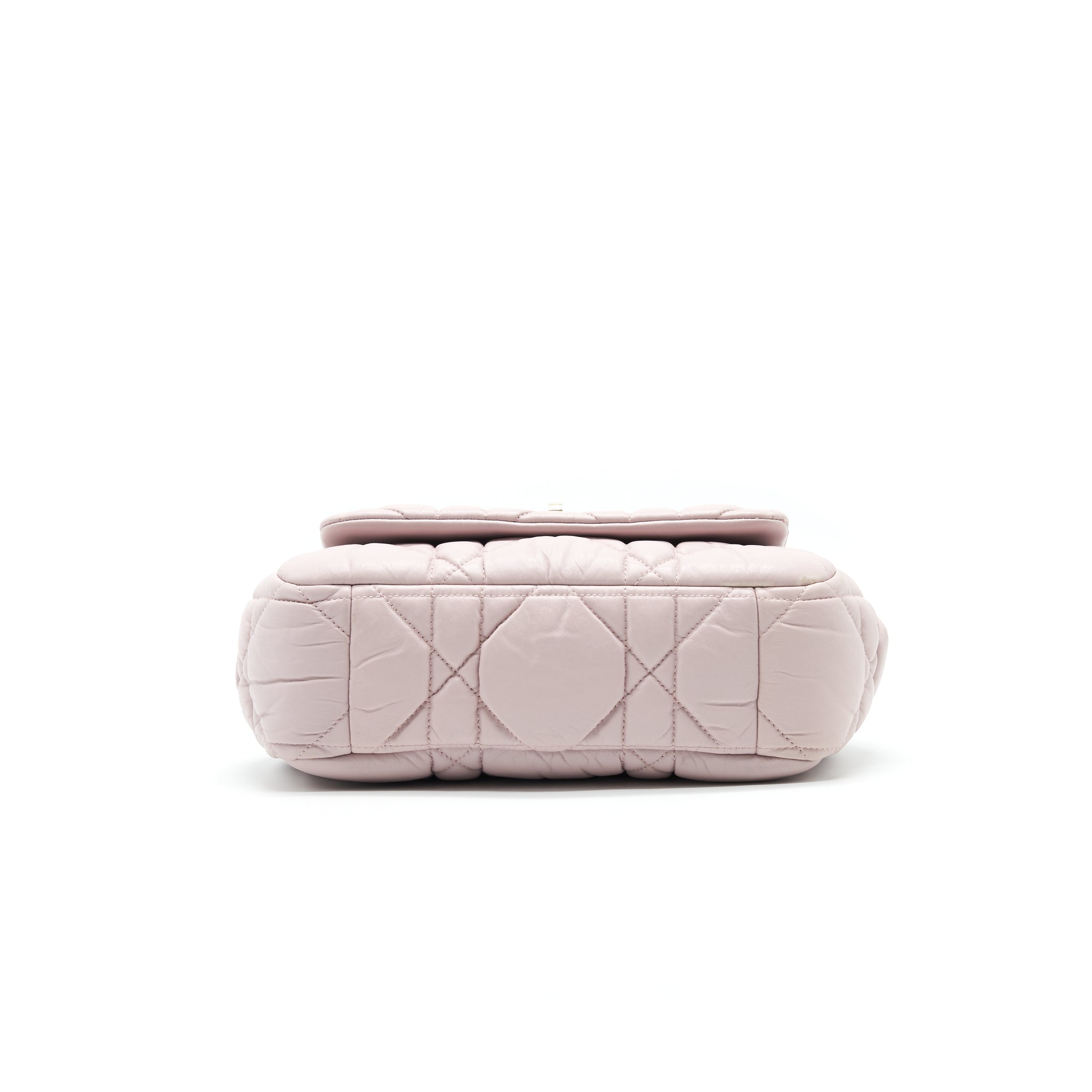 CHRISTIAN DIOR CANNAGE LEATHER FLAP BAG IN LIGHT PINK GHW