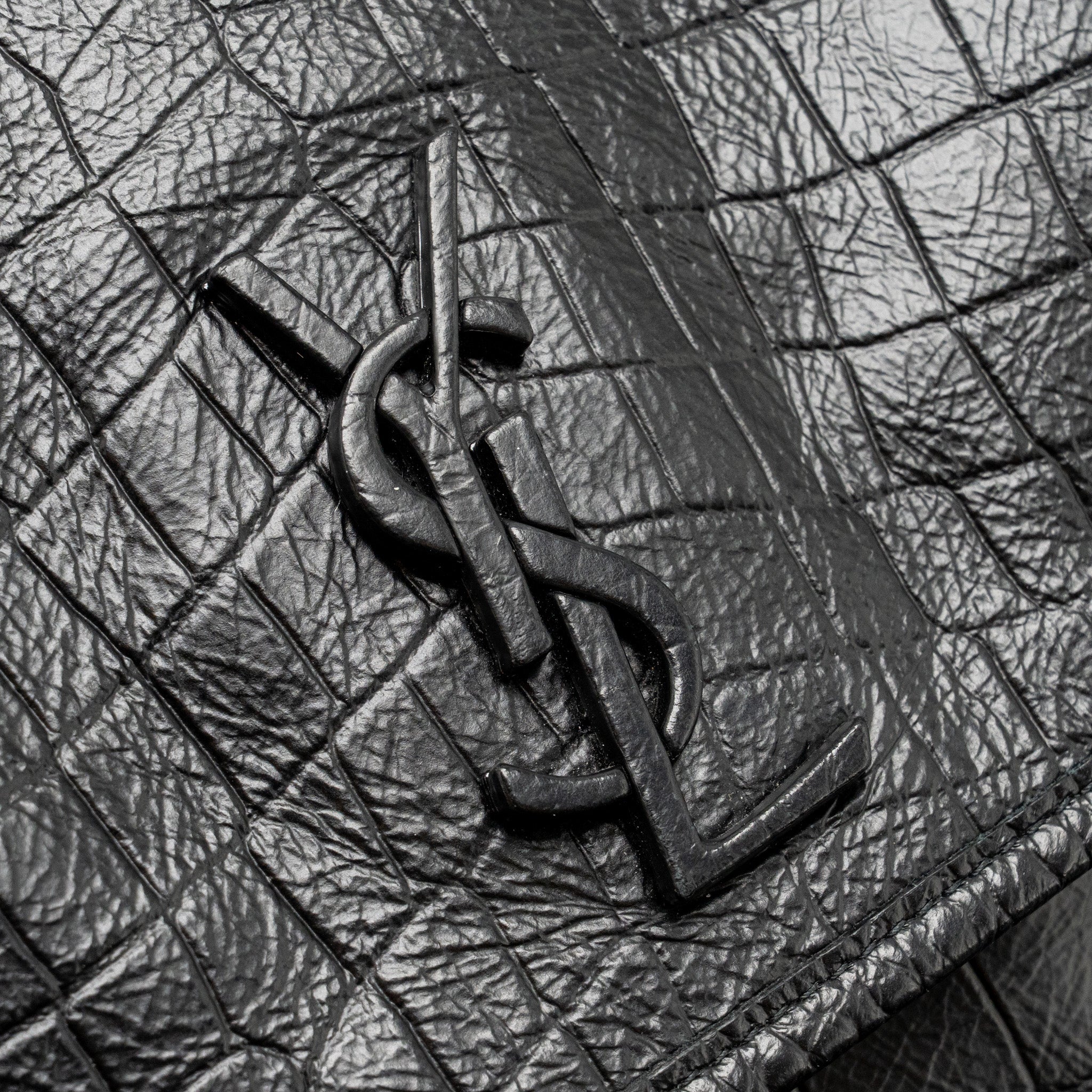 SAINT LAURENT/YSL MEDIUM NIKI BAG CROCODILE-EMBOSSED BLACK CALFSKIN BLACK HARDWARE