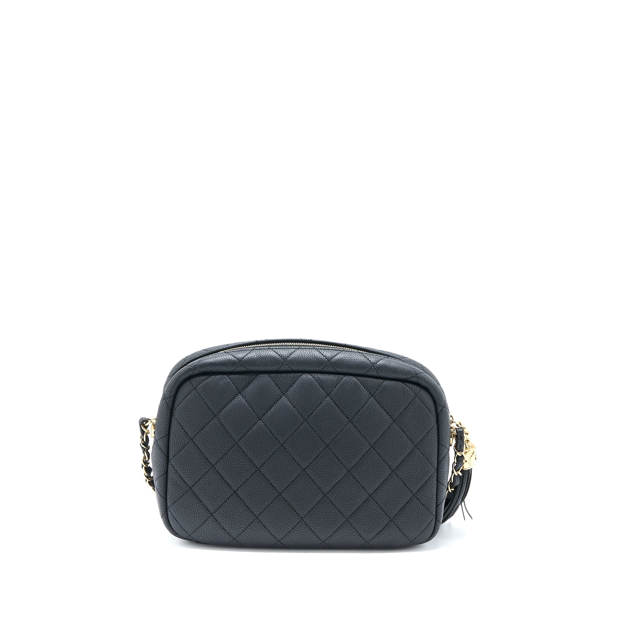 CHANEL LARGE CAMERA BAG GRAINED CALFSKIN DARK GREY LGHW