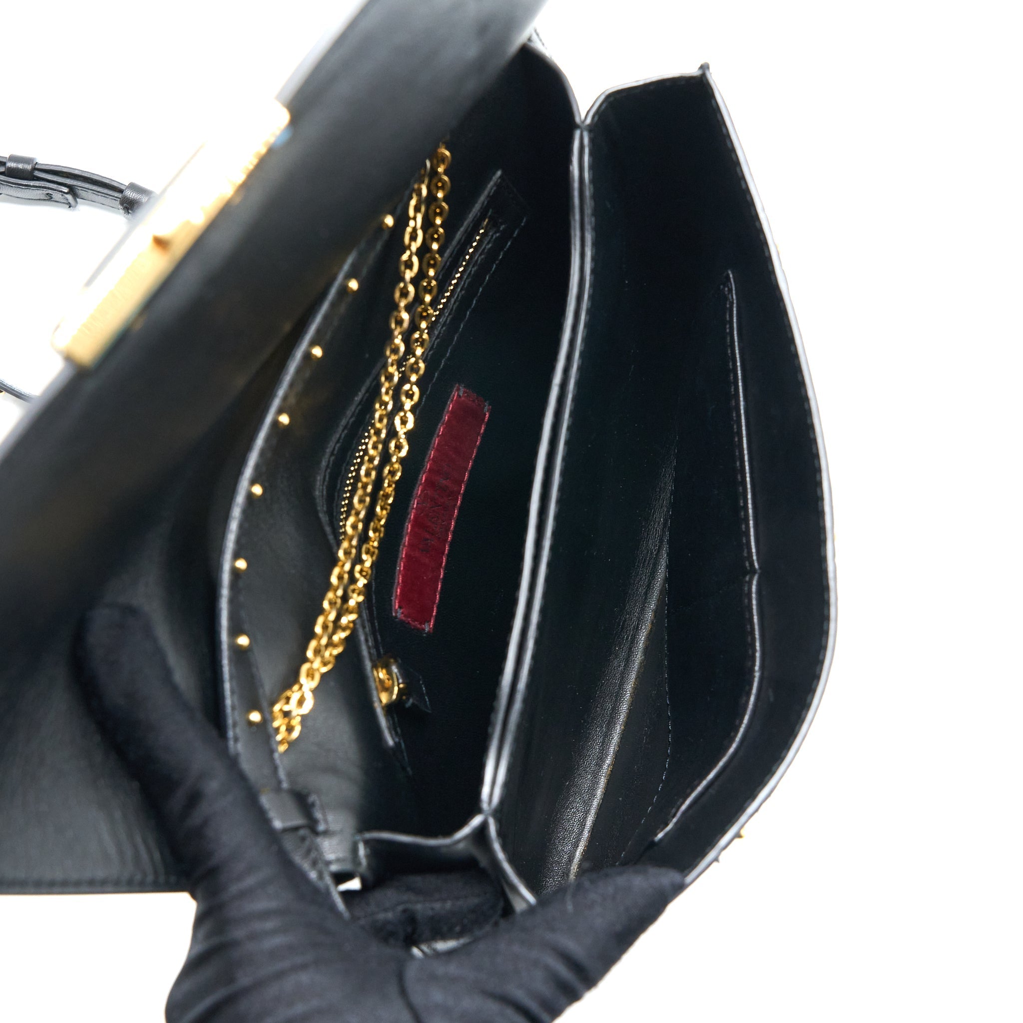 VALENTINO ROCKSTUD FLAP BAG LAMBSKIN BLACK GHW