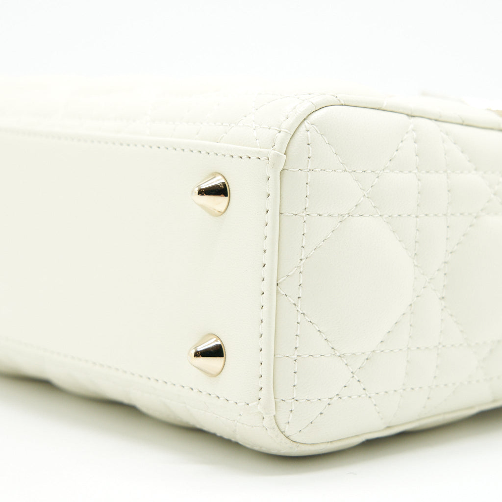 CHRISTIAN DIOR SMALL LADY DIOR CREAM WITH LGHW