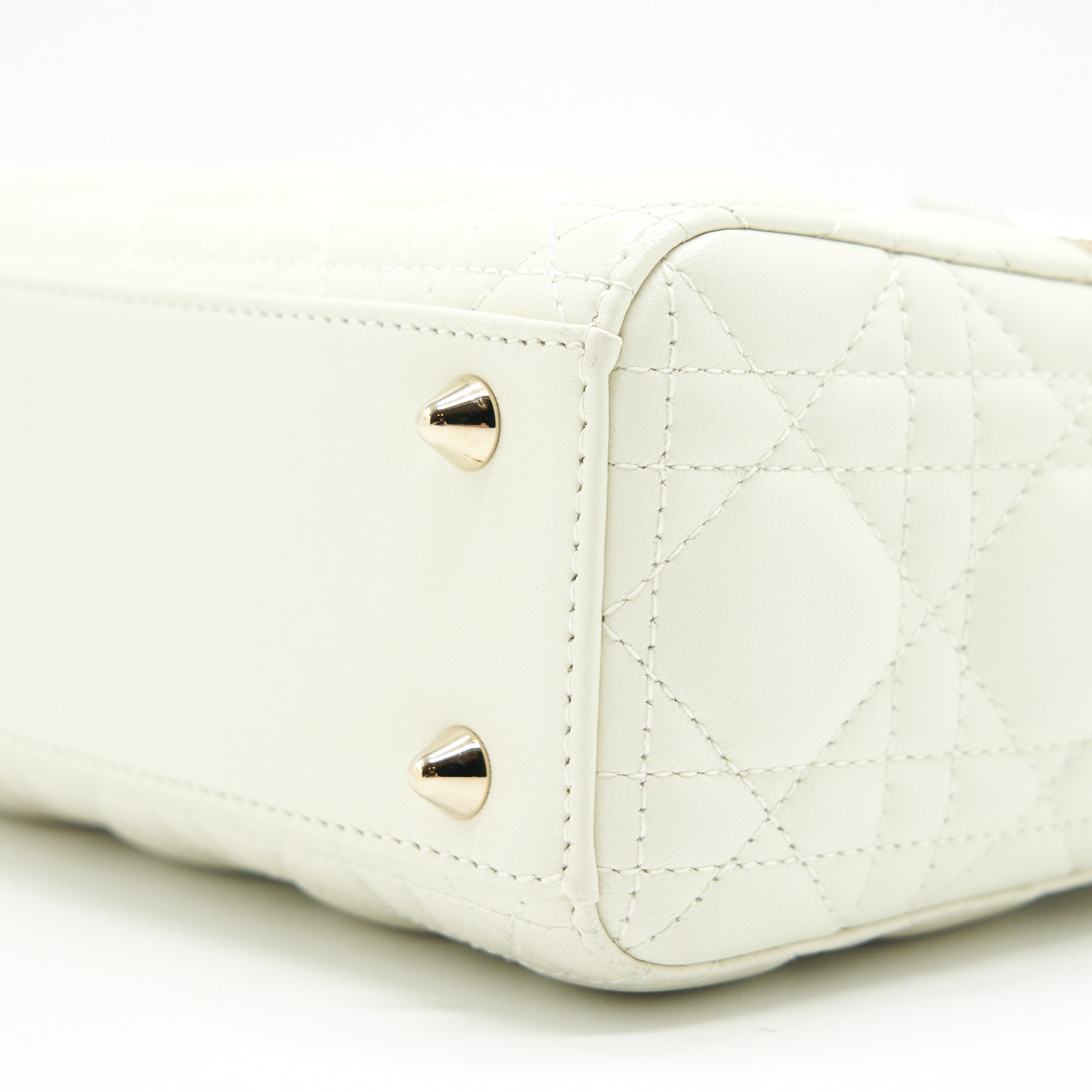 CHRISTIAN DIOR SMALL LADY DIOR CREAM WITH LGHW