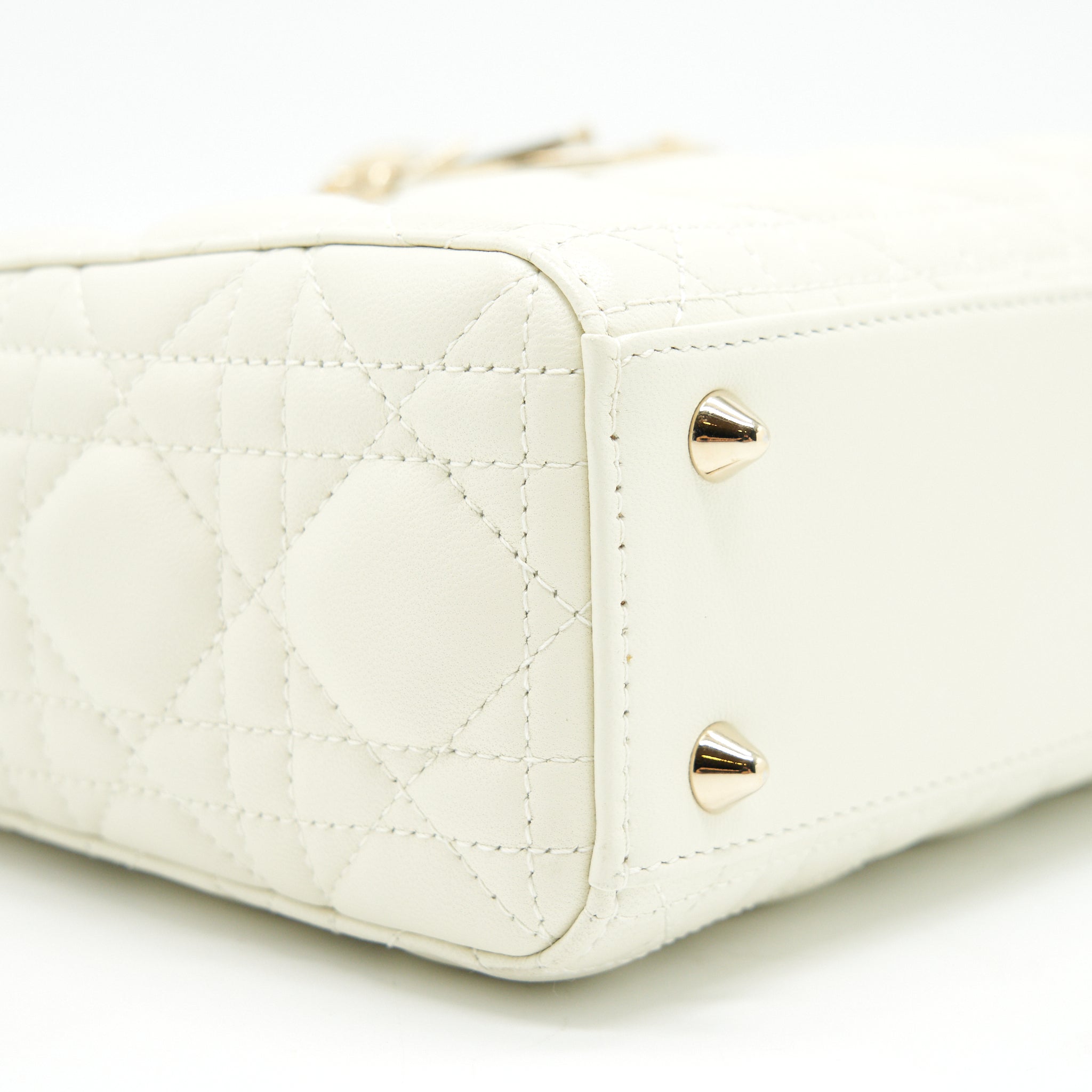 CHRISTIAN DIOR SMALL LADY DIOR CREAM WITH LGHW