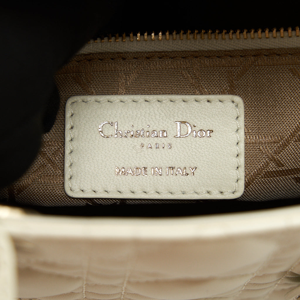 CHRISTIAN DIOR SMALL LADY DIOR CREAM WITH LGHW
