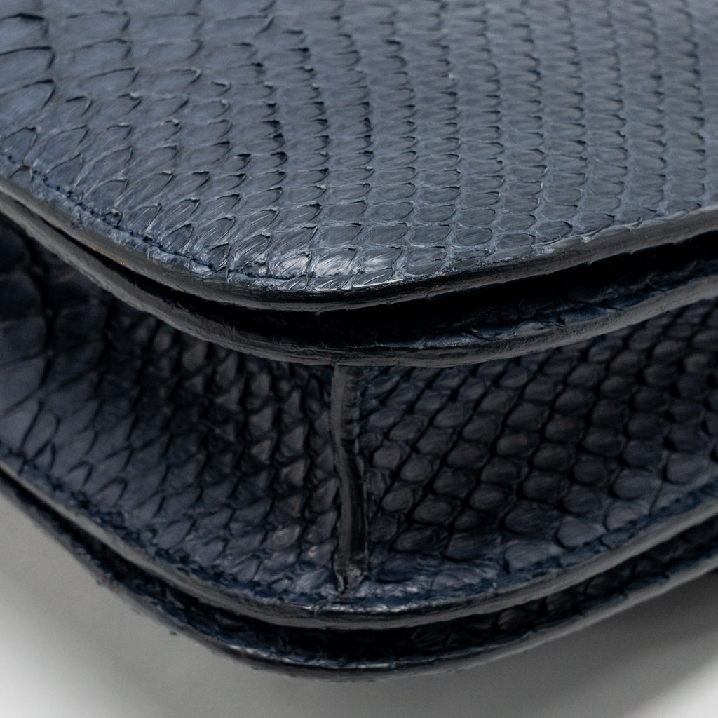 CELINE MEDIUM CLASSIC BOX BAG PYTHON NAVY GHW