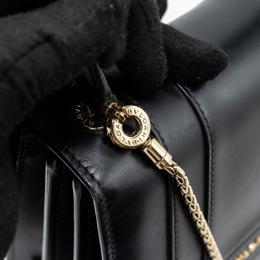 BVLGARI SERPENTI FOREVER TOP HANDLE CROSSBODY BAG LEATHER BLACK LGHW