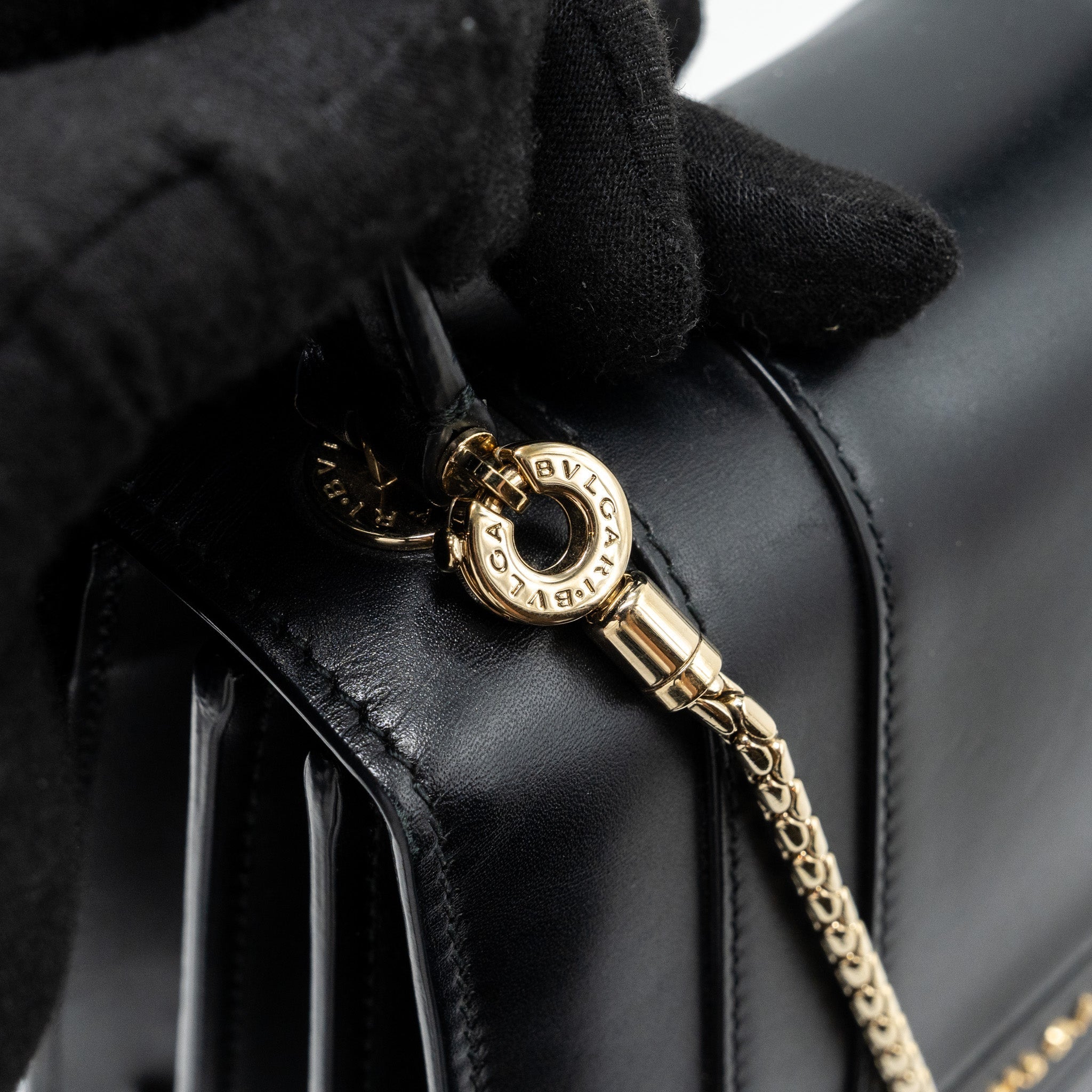 BVLGARI SERPENTI FOREVER TOP HANDLE CROSSBODY BAG LEATHER BLACK LGHW