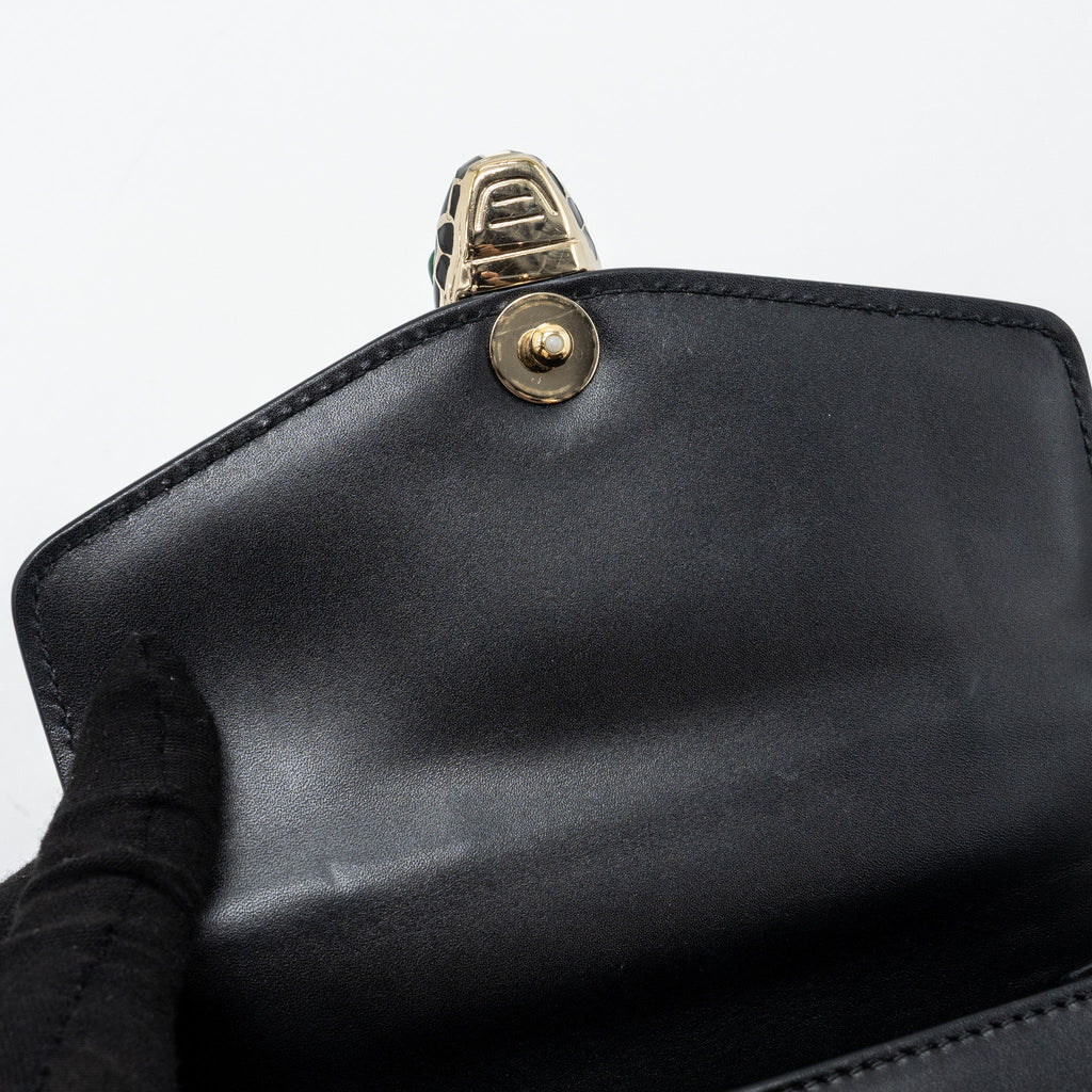 BVLGARI SERPENTI FOREVER TOP HANDLE CROSSBODY BAG LEATHER BLACK LGHW