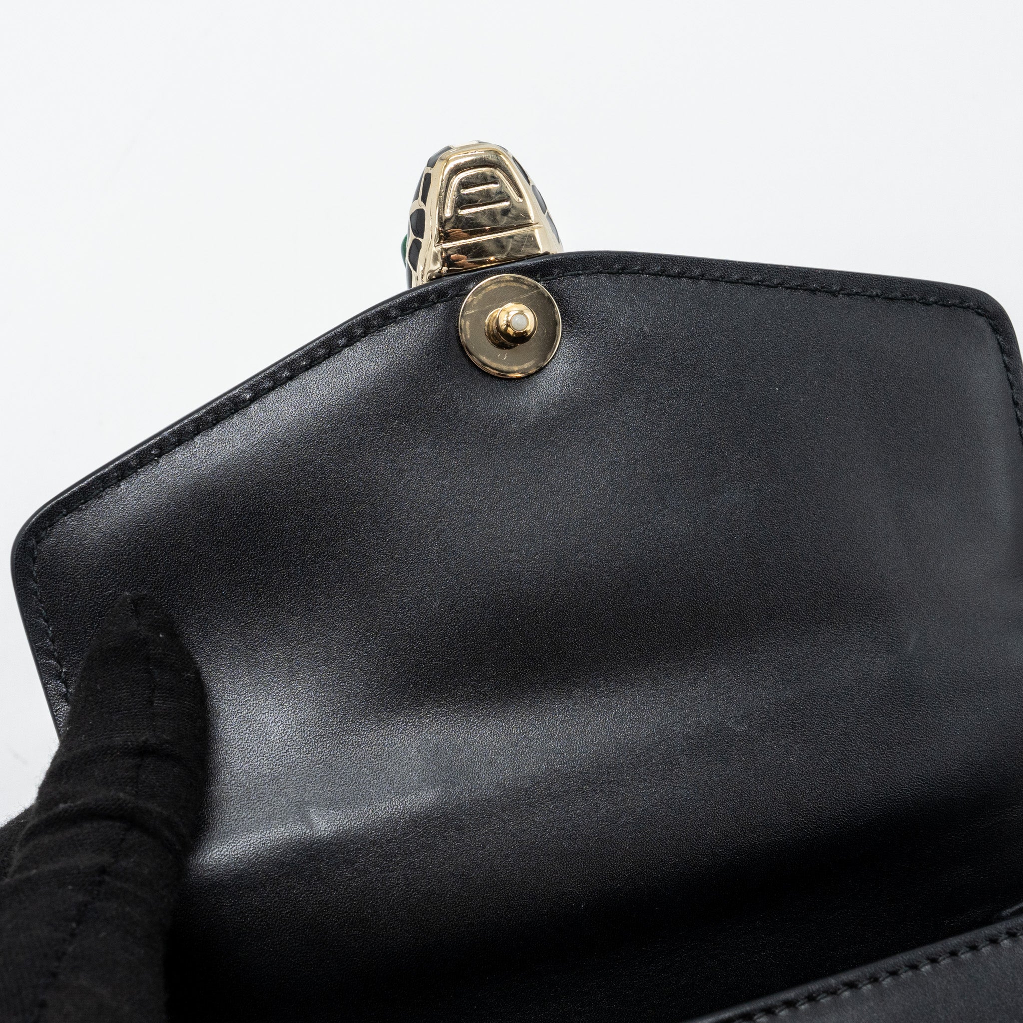 BVLGARI SERPENTI FOREVER TOP HANDLE CROSSBODY BAG LEATHER BLACK LGHW