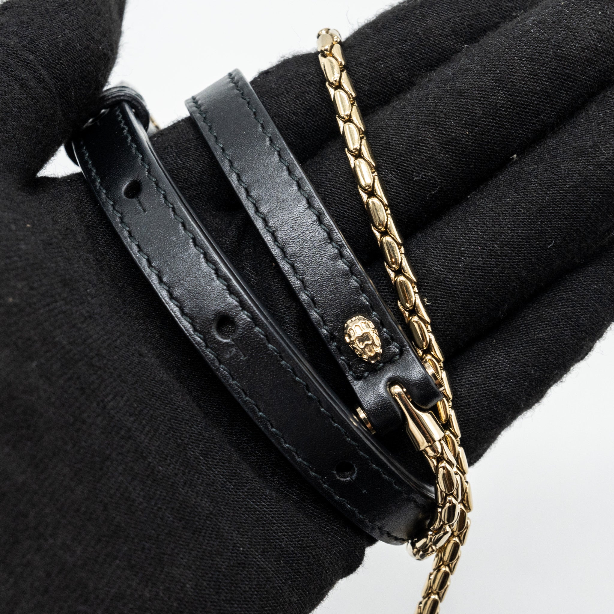 BVLGARI SERPENTI FOREVER TOP HANDLE CROSSBODY BAG LEATHER BLACK LGHW