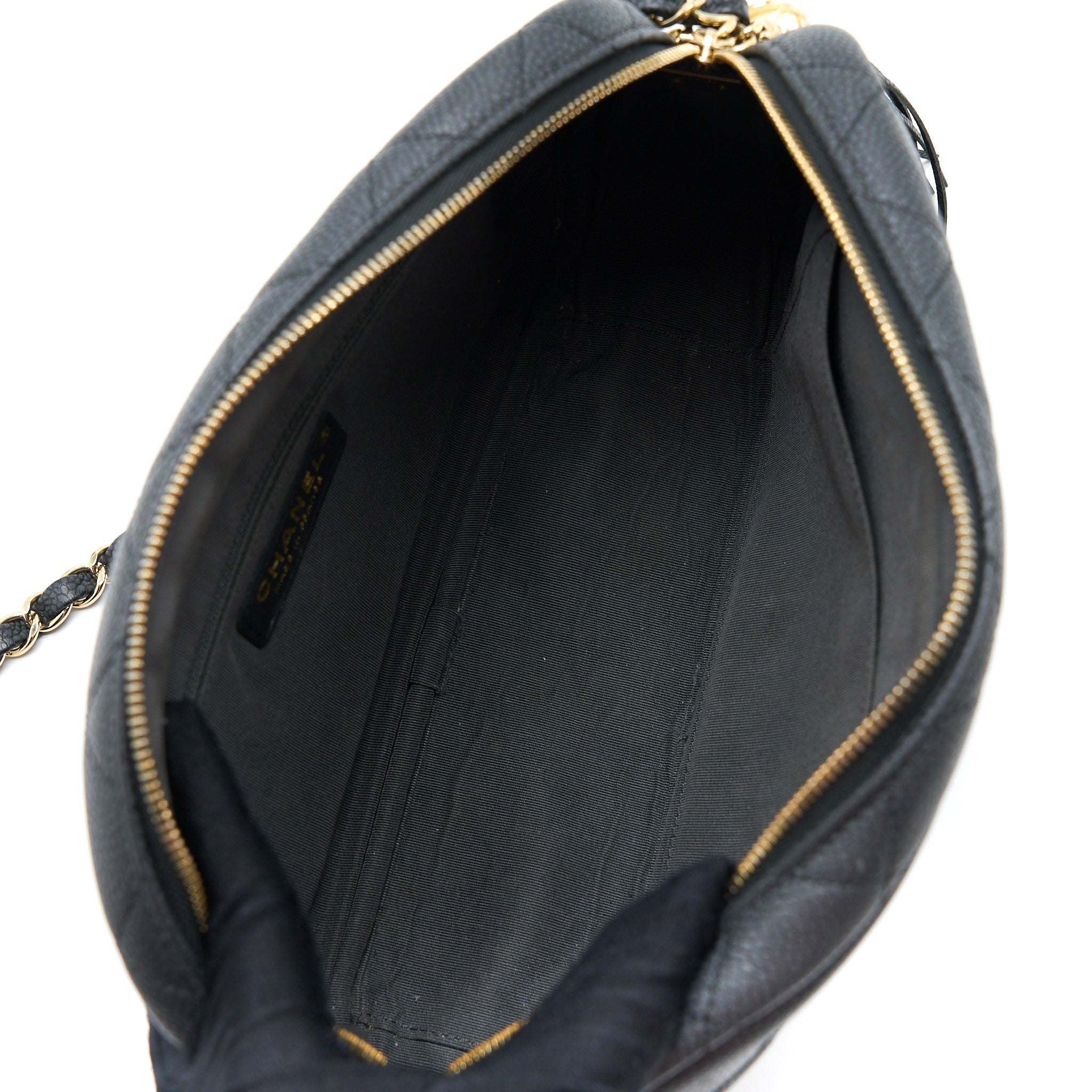 CHANEL LARGE CAMERA BAG GRAINED CALFSKIN DARK GREY LGHW