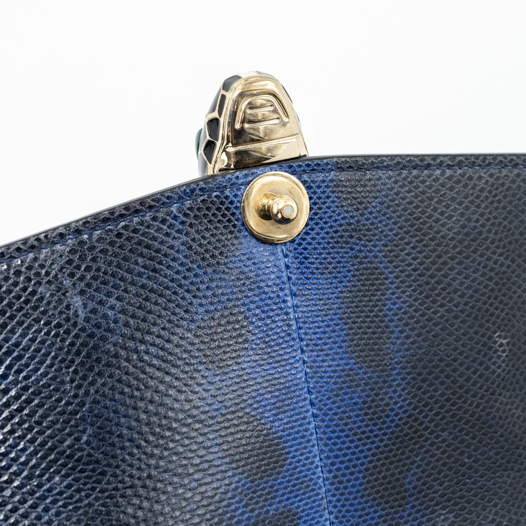 BVLGARI SERPENTI SHOULDER BAG KARUNG SKIN DARK BLUE LGHW