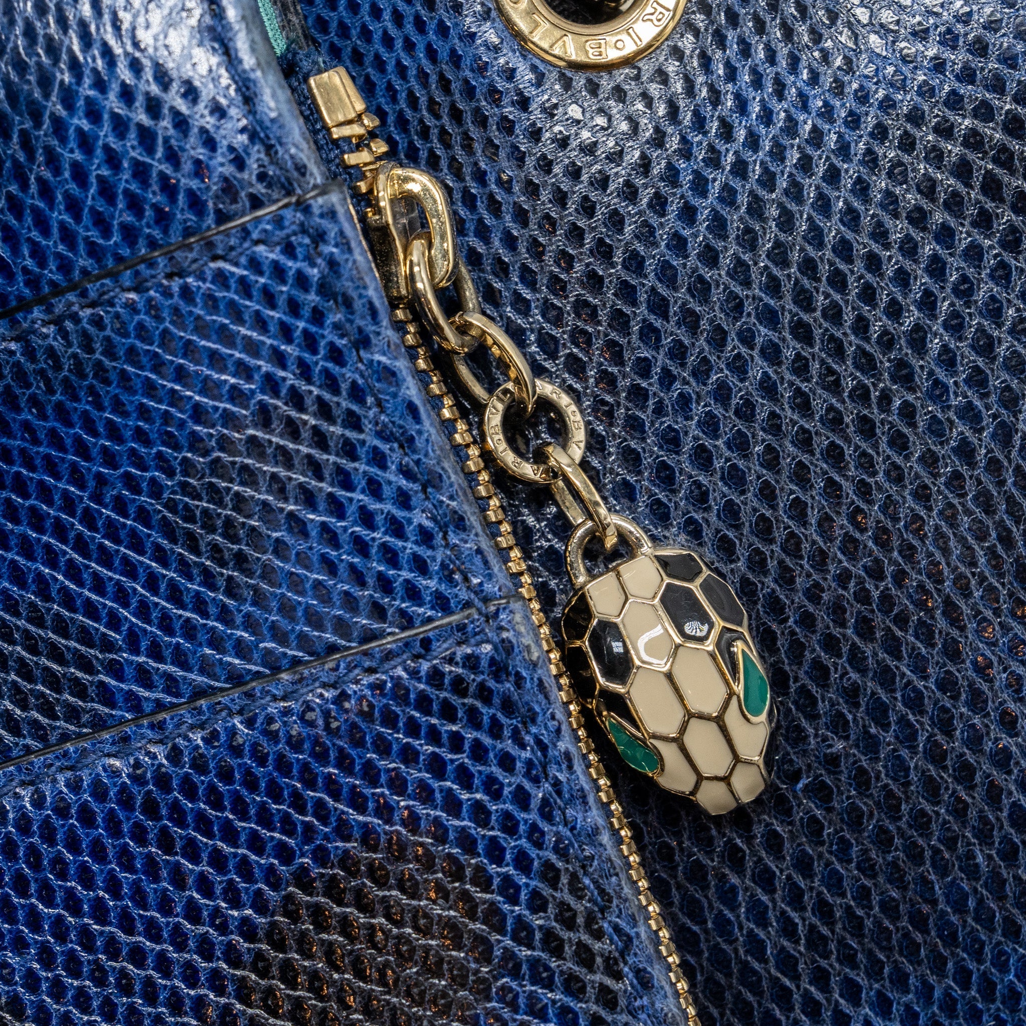 BVLGARI SERPENTI SHOULDER BAG KARUNG SKIN DARK BLUE LGHW