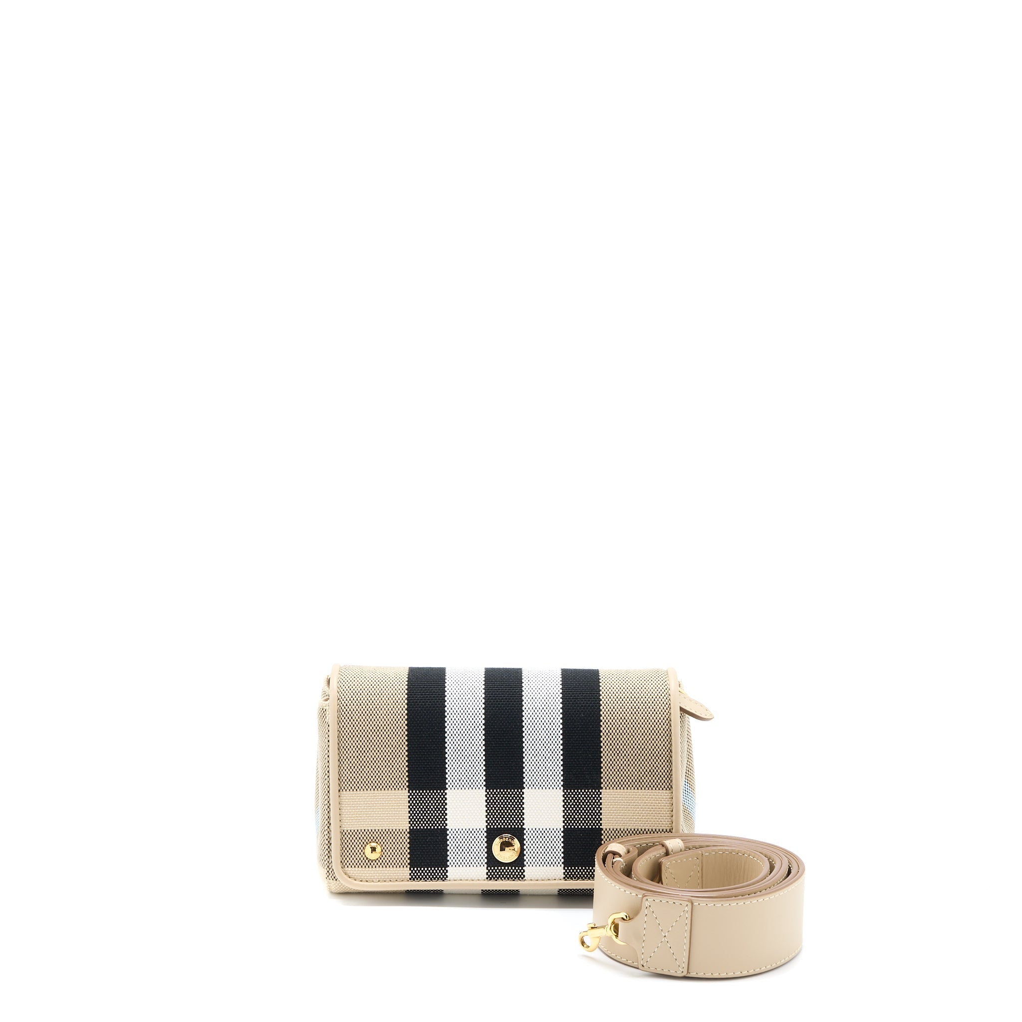 BURBERRY HACKBERRY CROSSBODY BAG CANVAS SOFT FAWN GHW