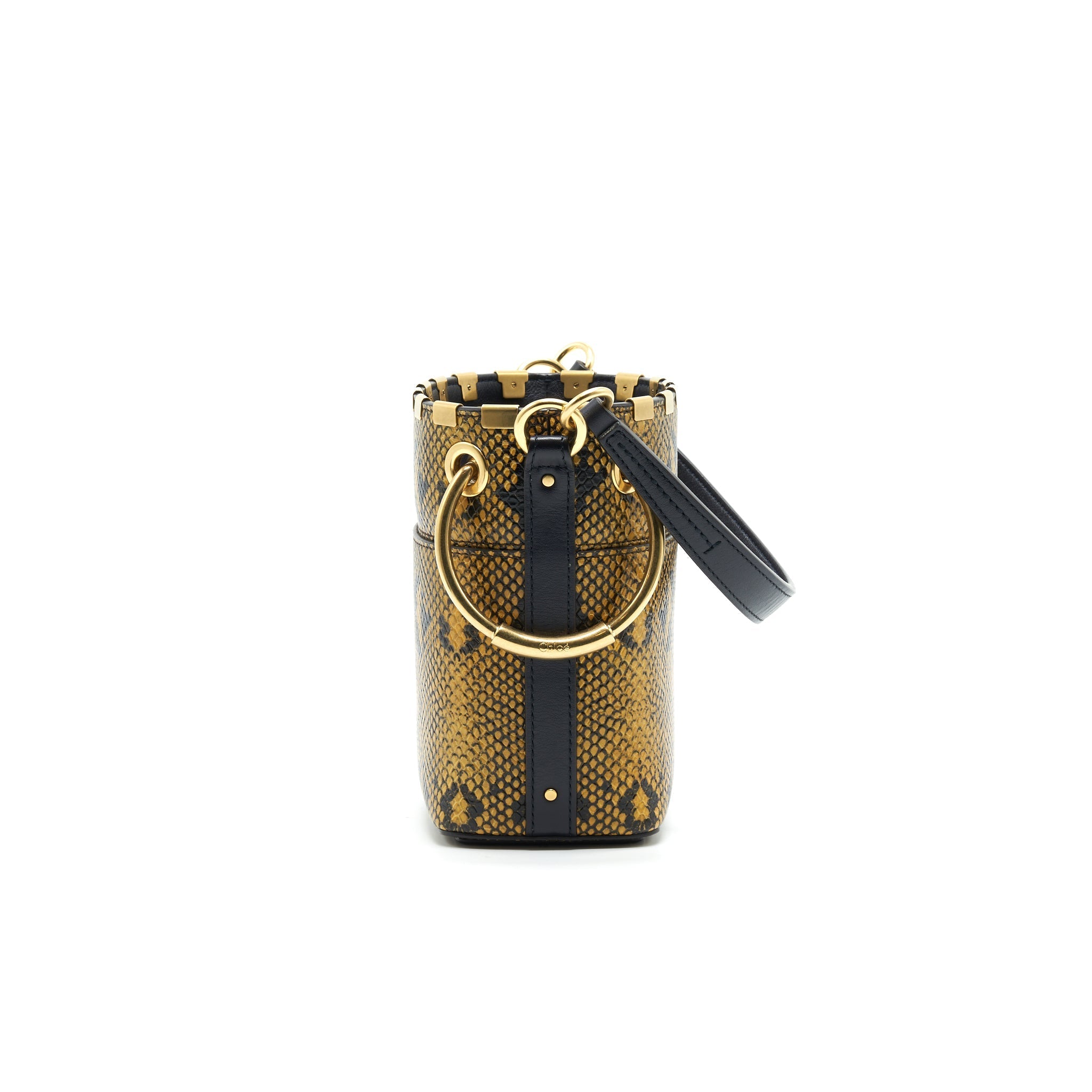 CHLOE ROY MINI BUCKET BAG SNAKE PATTERN LEATHER