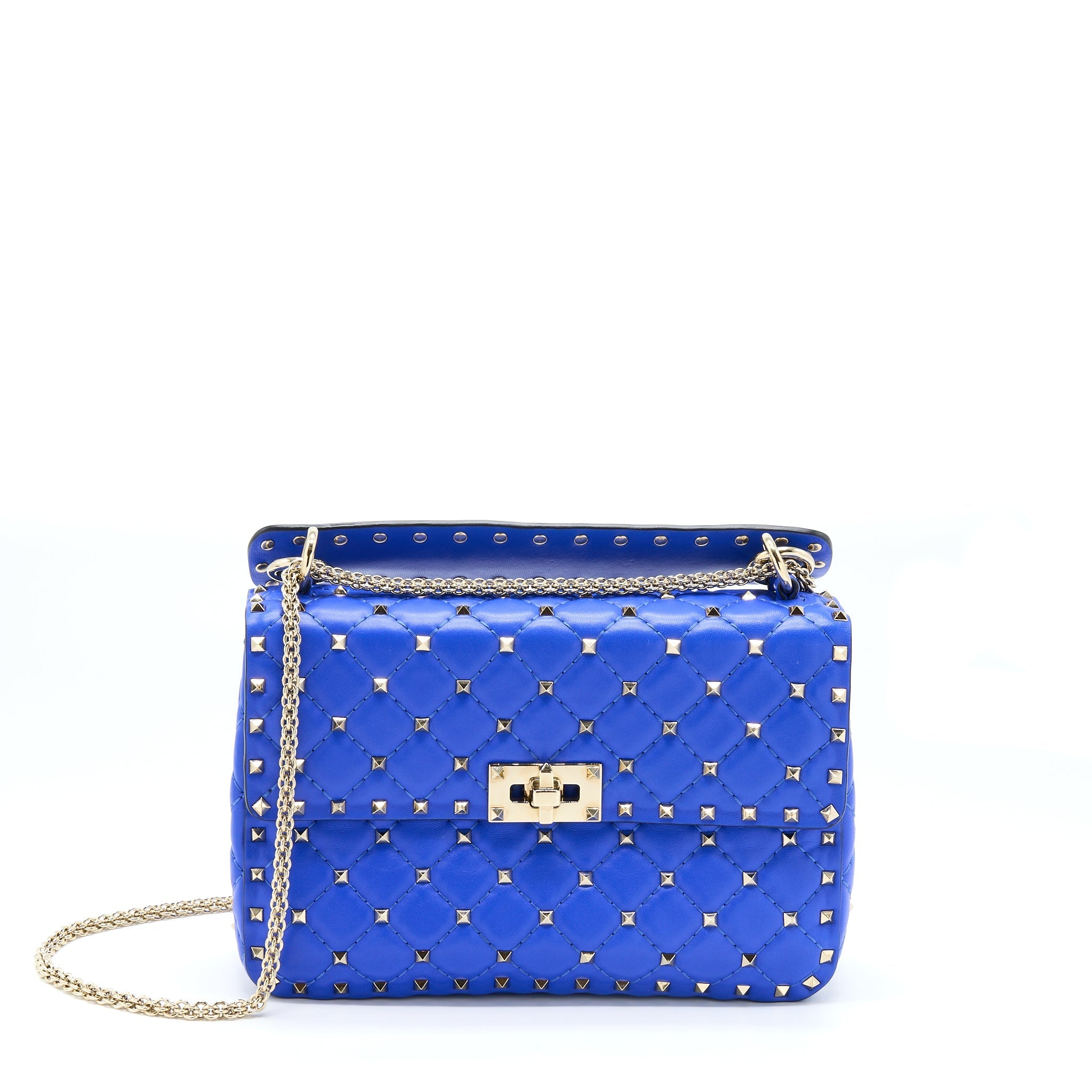 VALENTINO GARAVANI MEDIUM ROCKSTUD SPIKE SHOULDER BAG BLUE
