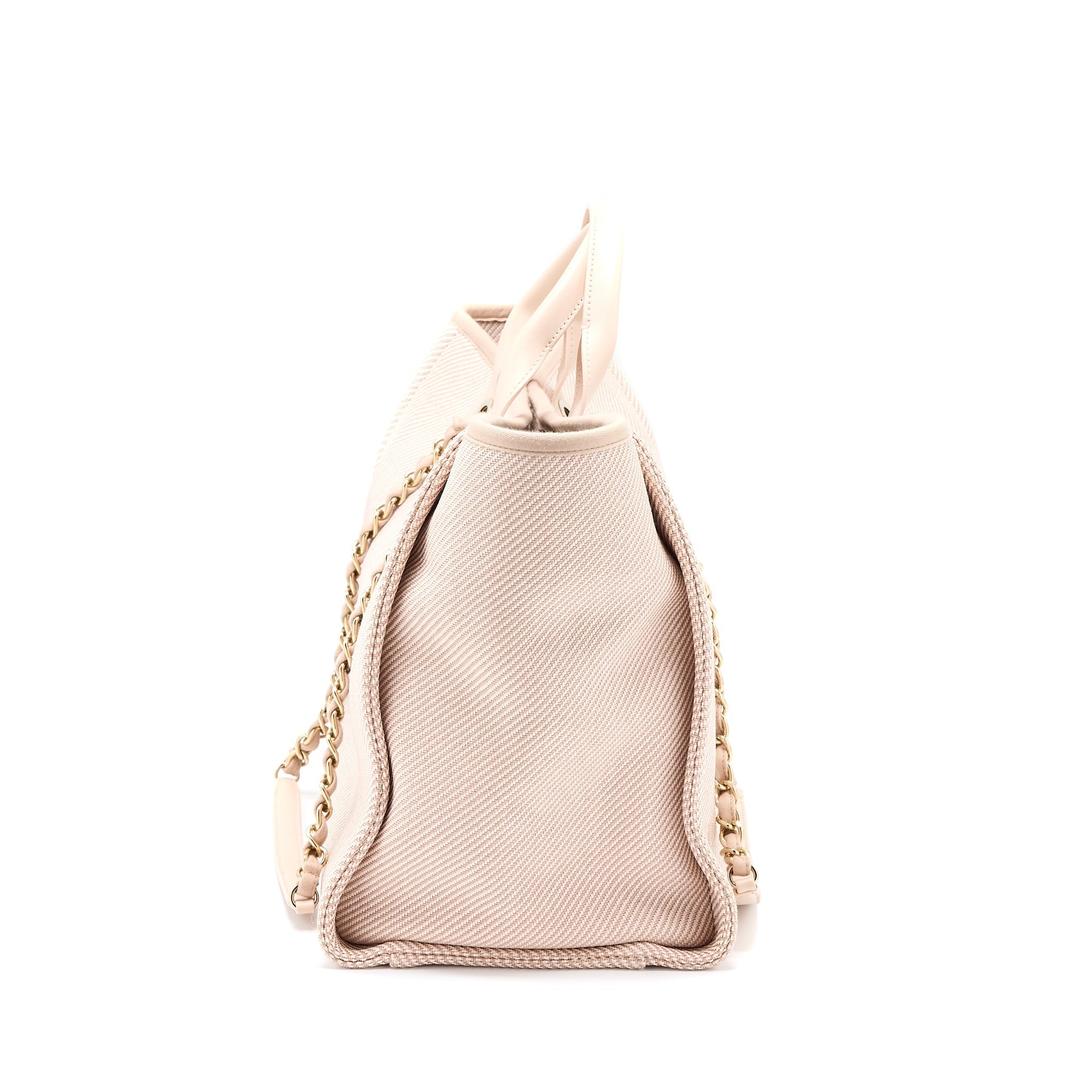 CHANEL DEAUVILLE TOTE BAG FABRIC LIGHT PINK LGHW