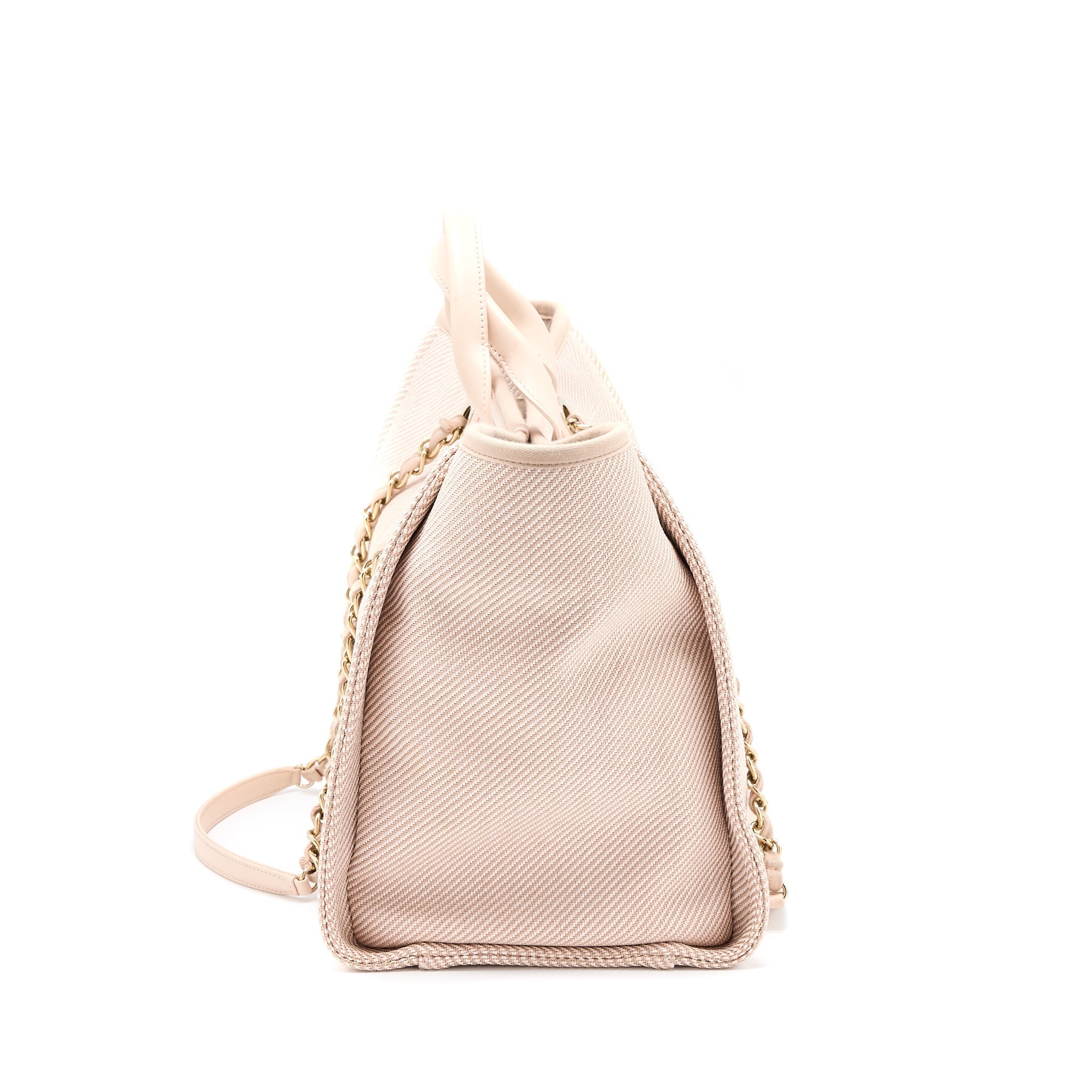 CHANEL DEAUVILLE TOTE BAG FABRIC LIGHT PINK LGHW