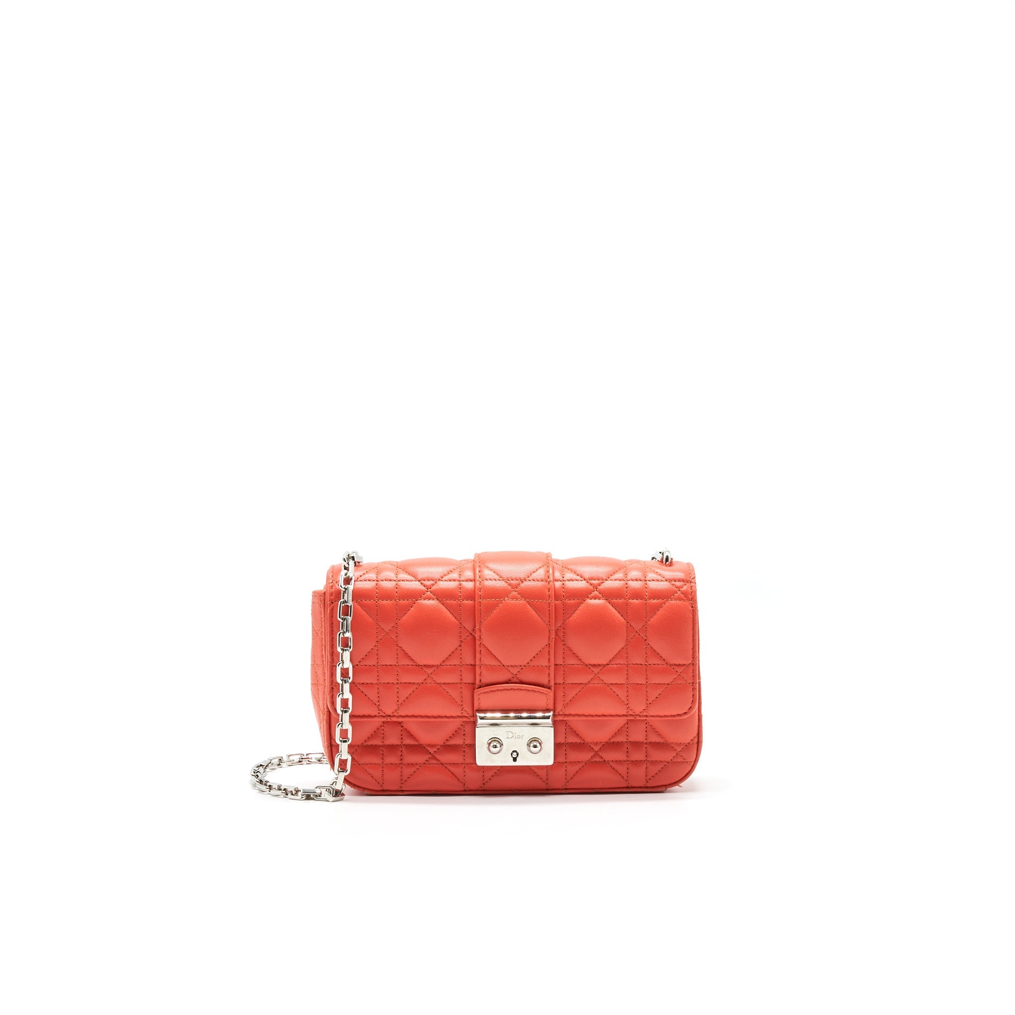 CHRISTIAN DIOR SMALL MISS DIOR FLAP BAG IN CORAL SHW