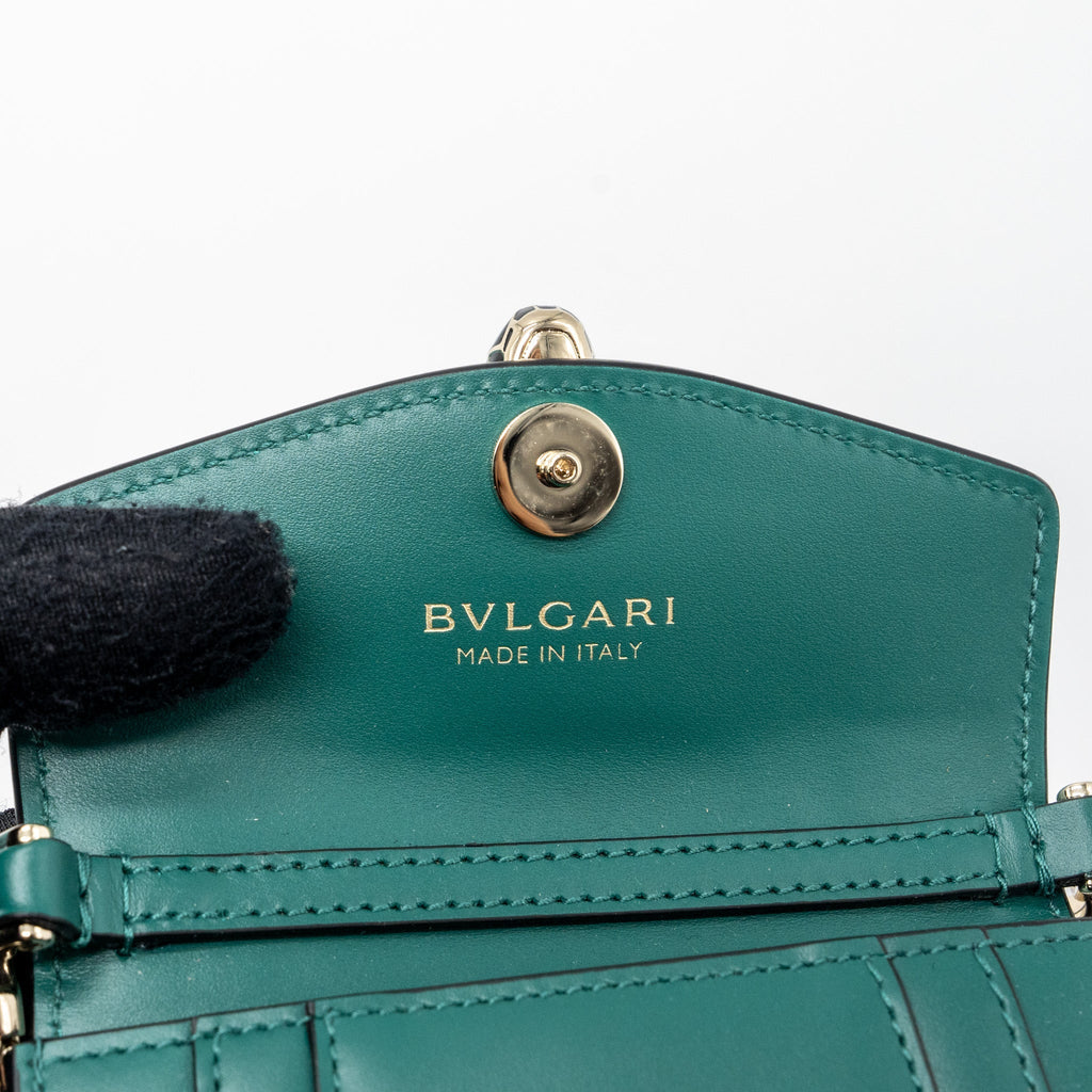BVLGARI SERPENTI FOREVER BAG CHARM CALFSKIN GREEN LGHW