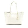 CHRISTIAN DIOR CANVAS AND LEATHER TOTE BAG IN CREAMY WHITE