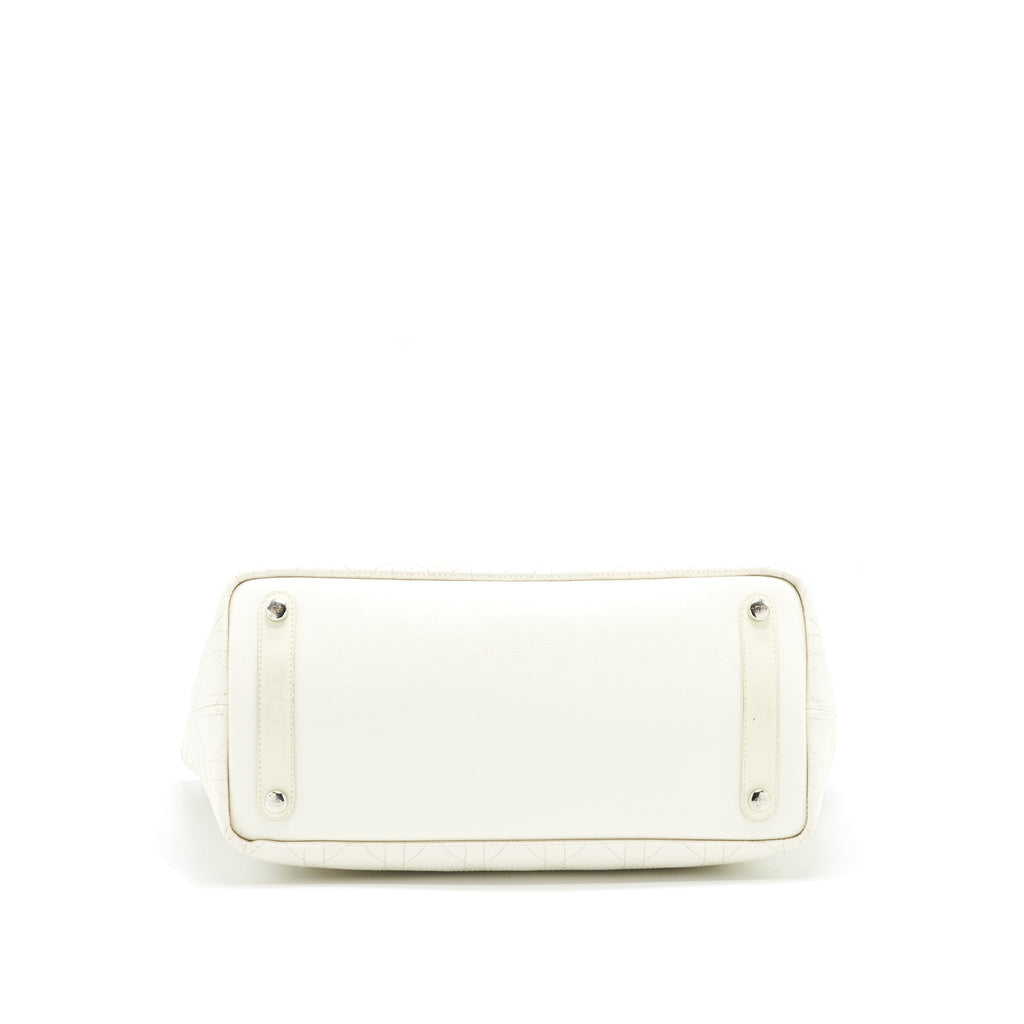 CHRISTIAN DIOR CANVAS AND LEATHER TOTE BAG IN CREAMY WHITE