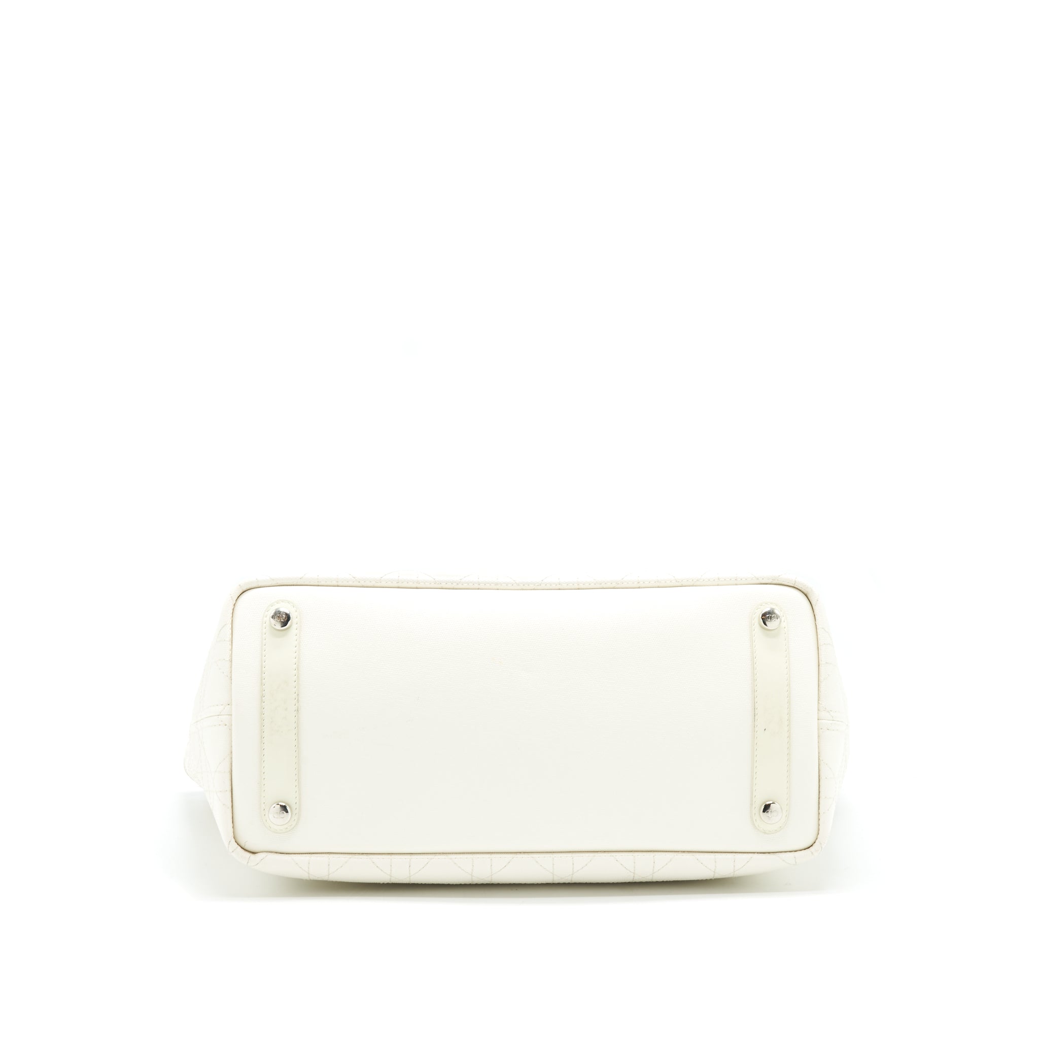 CHRISTIAN DIOR CANVAS AND LEATHER TOTE BAG IN CREAMY WHITE