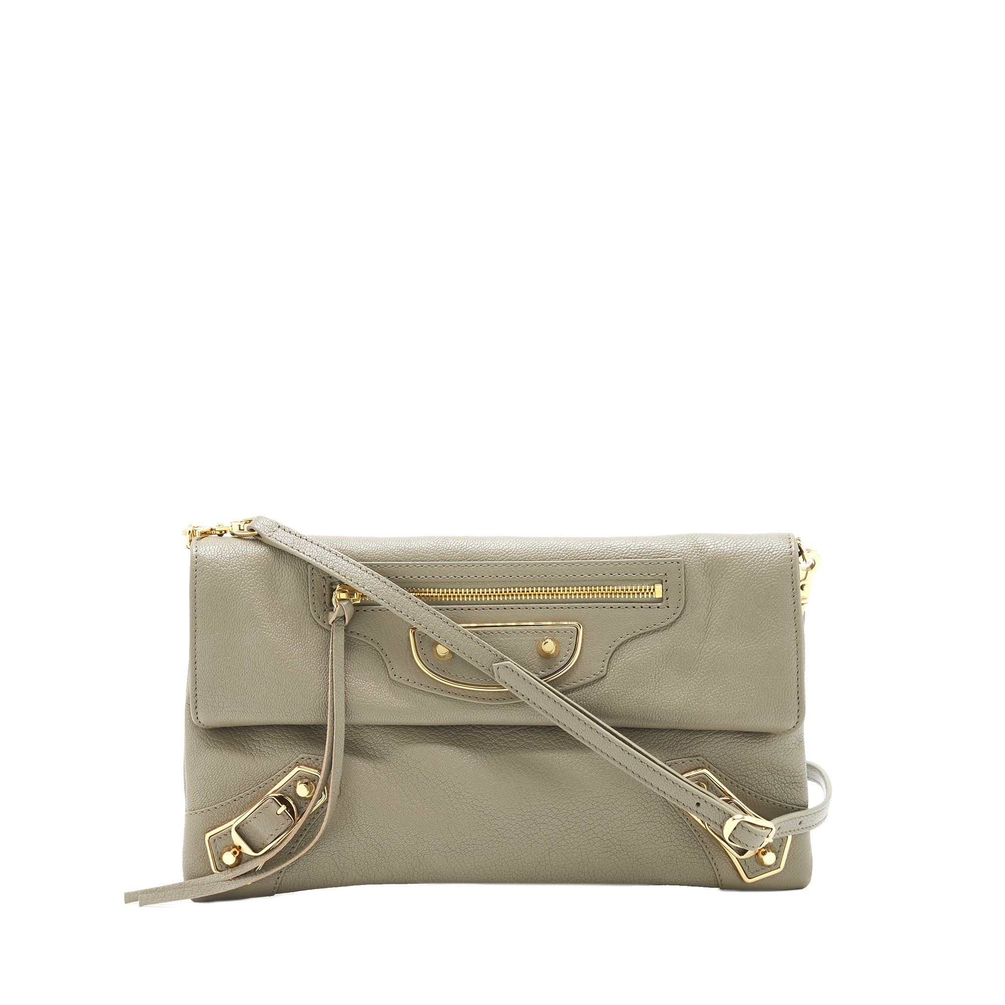 BALENCIAGA CITY FOLD CLUTCH/ SHOULDER BAG GREY GHW