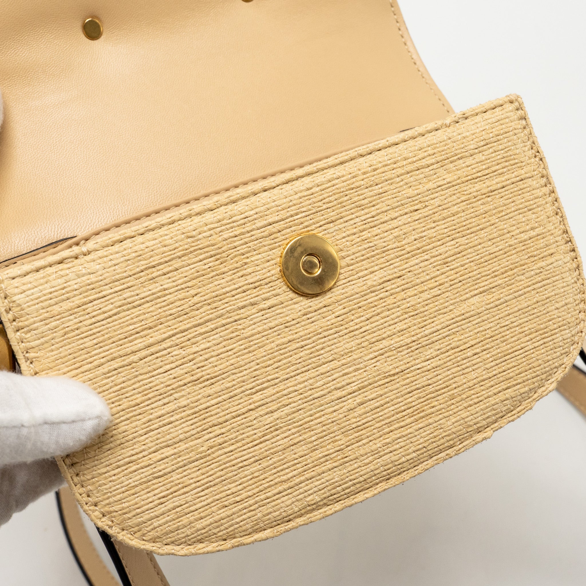 VALENTINO SMALL SUPERVEE CROSSBODY BAG LEATHER/RAFFIA BEIGE GHW