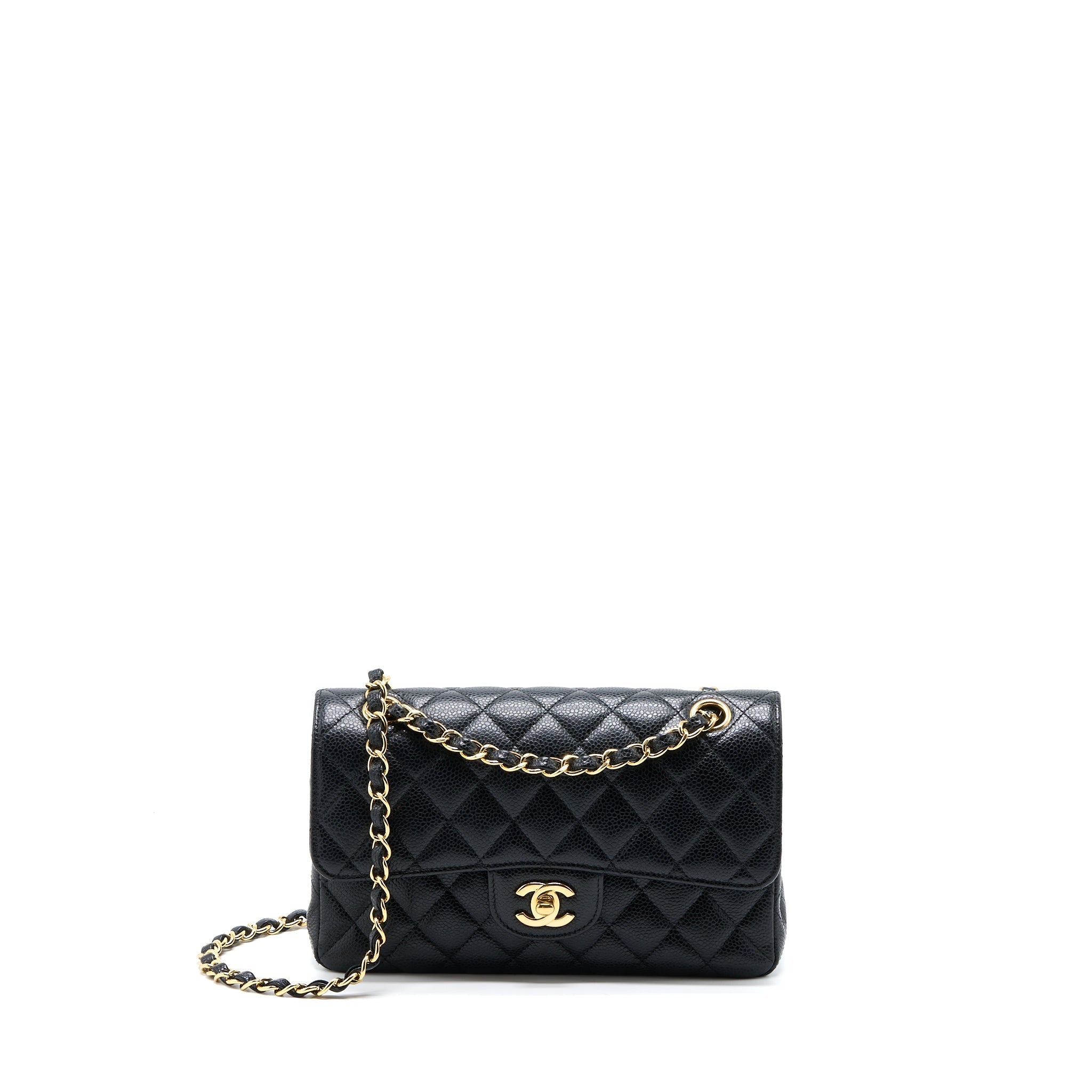 CHANEL SMALL CLASSIC DOUBLE FLAP BAG CAVIAR BLACK GHW