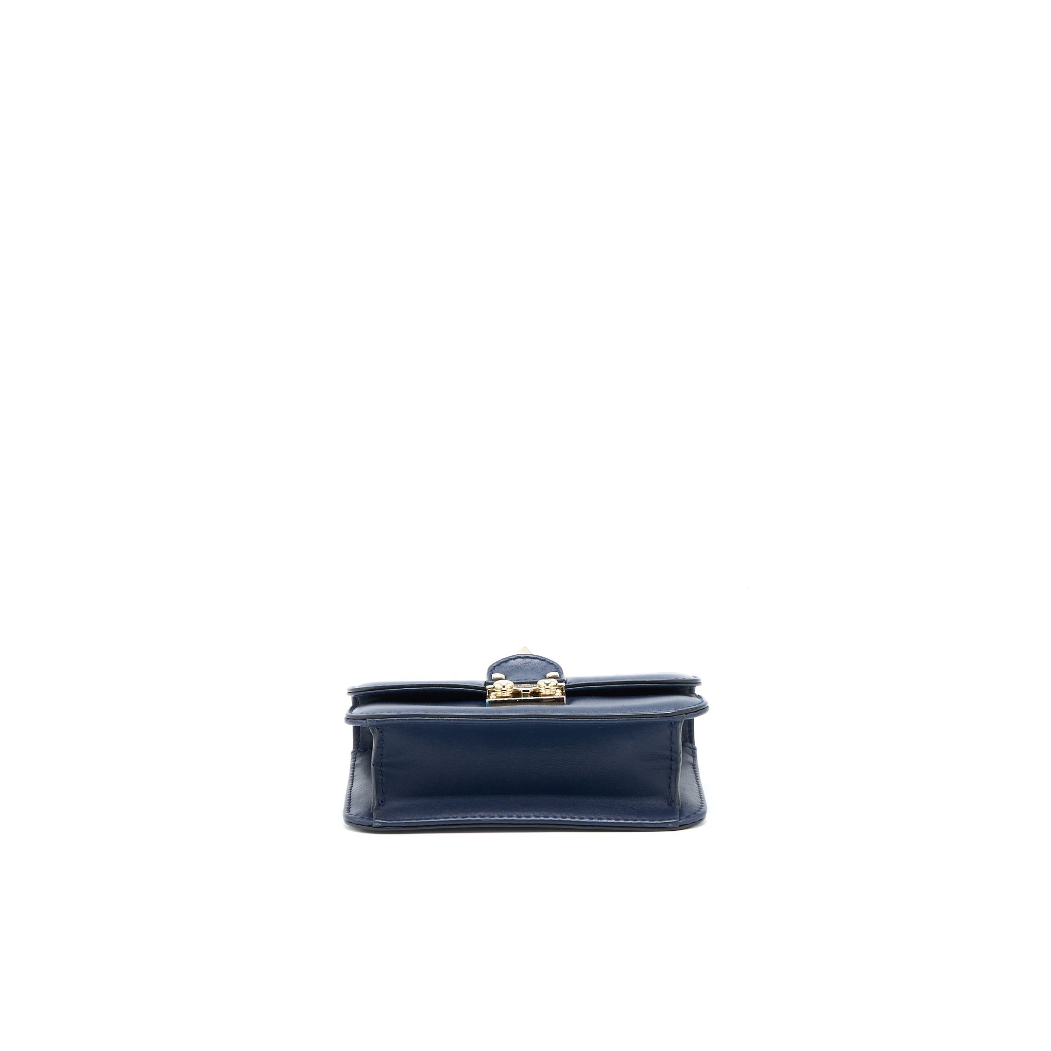 VALENTINO MINI GARAVANI GLAM LOCK CROSSBODY BAG NAVY LGHW