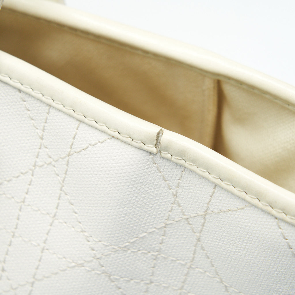 CHRISTIAN DIOR CANVAS AND LEATHER TOTE BAG IN CREAMY WHITE