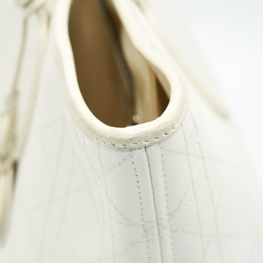 CHRISTIAN DIOR CANVAS AND LEATHER TOTE BAG IN CREAMY WHITE