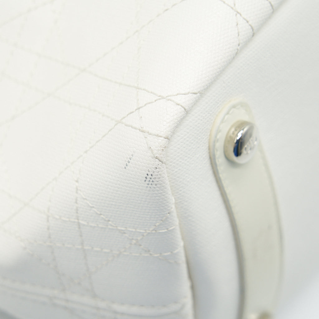 CHRISTIAN DIOR CANVAS AND LEATHER TOTE BAG IN CREAMY WHITE