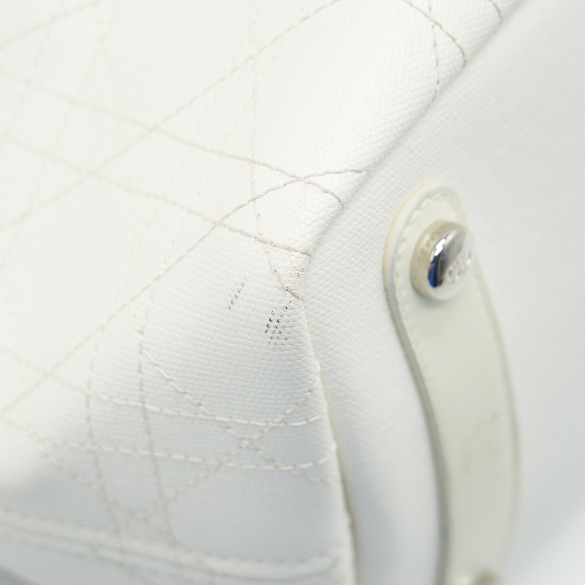 CHRISTIAN DIOR CANVAS AND LEATHER TOTE BAG IN CREAMY WHITE