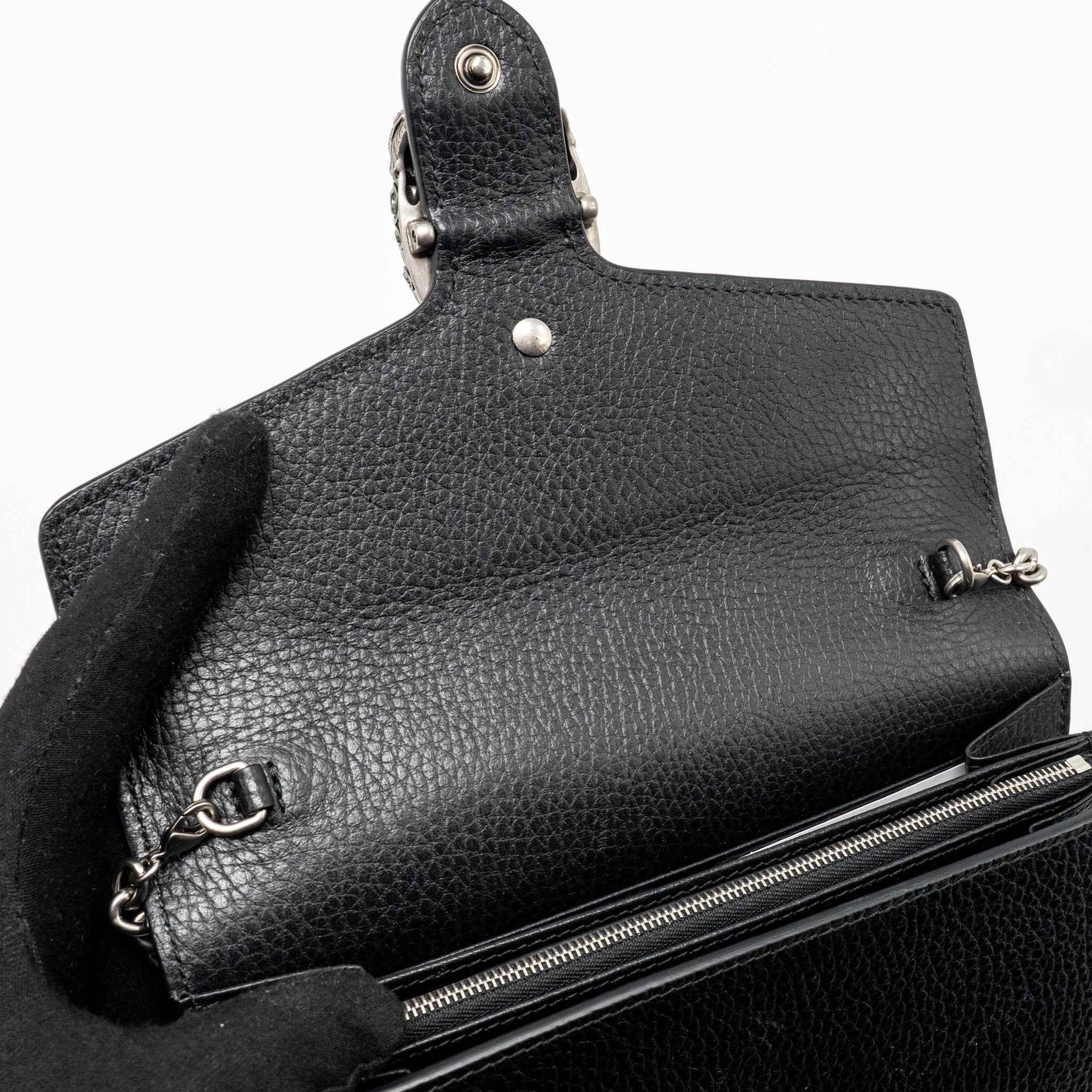 GUCCI DIONYSUS WALLET ON CHAIN CALFSKIN BLACK SHW