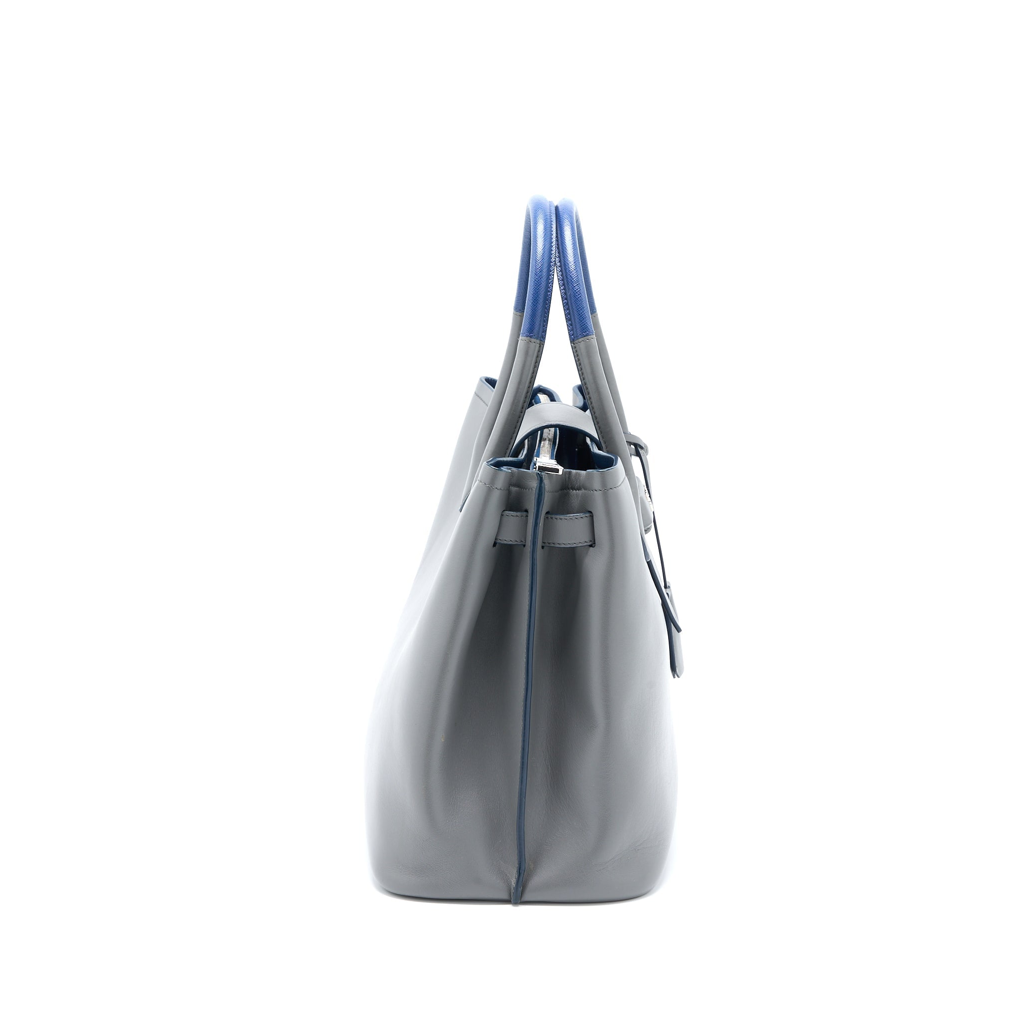 PRADA SHOPPING TOTE BAG SOFT CALFSKIN GREY SHW