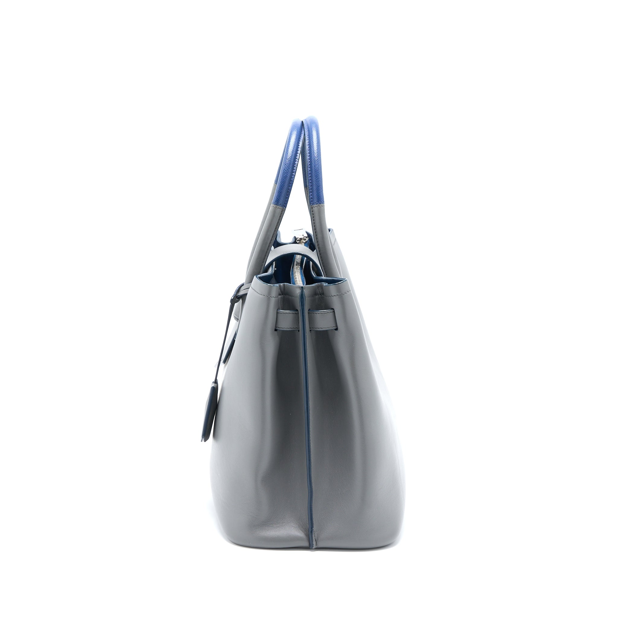 PRADA SHOPPING TOTE BAG SOFT CALFSKIN GREY SHW