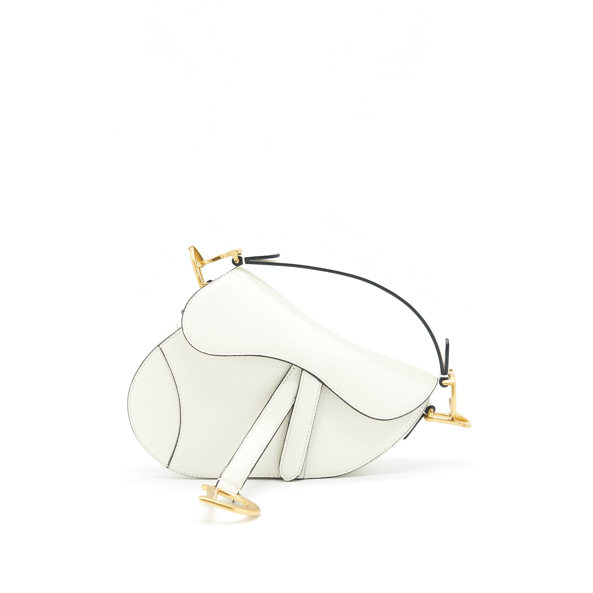 CHRISTIAN DIOR SMALL SADDLE BAG WHITE GHW