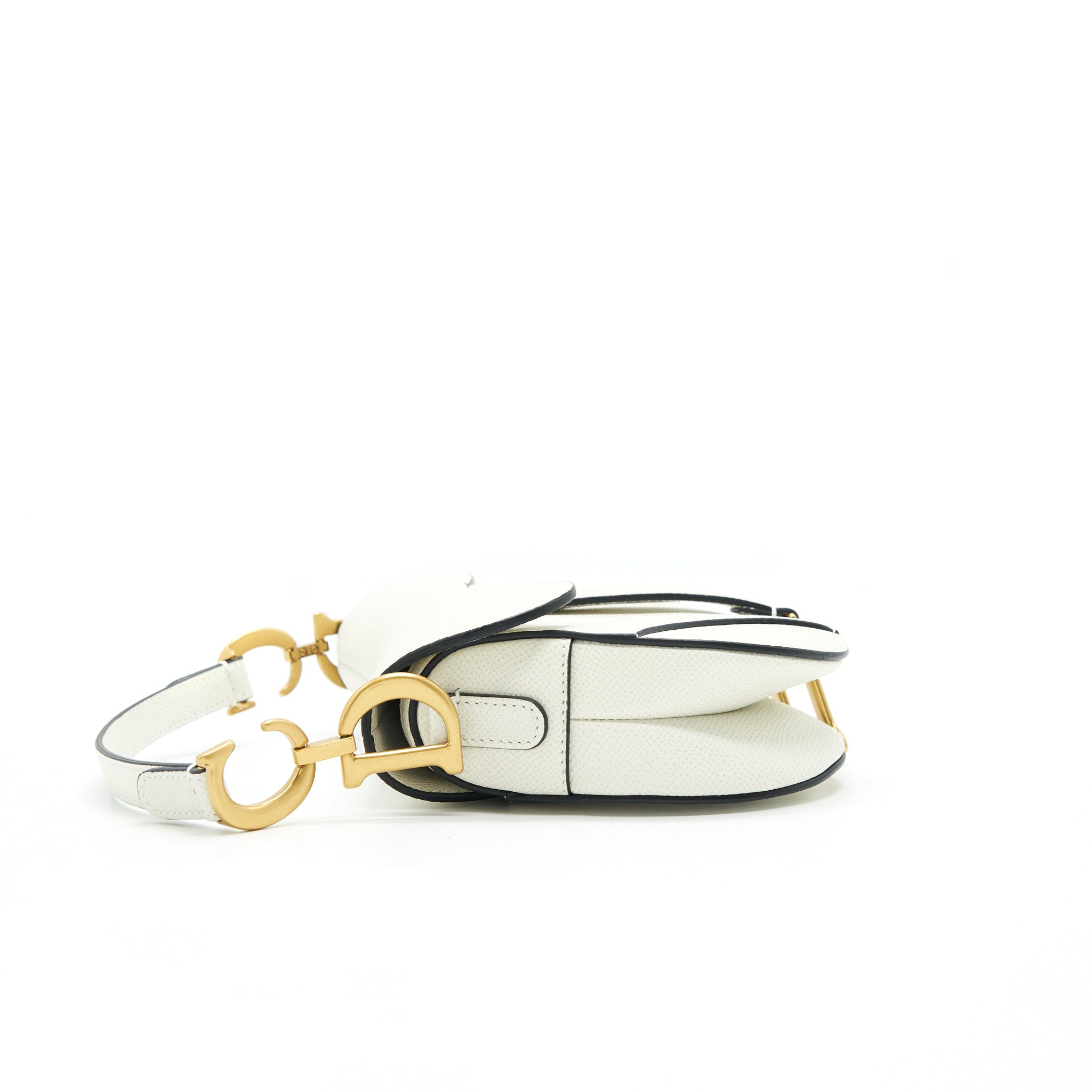 CHRISTIAN DIOR SMALL SADDLE BAG WHITE GHW