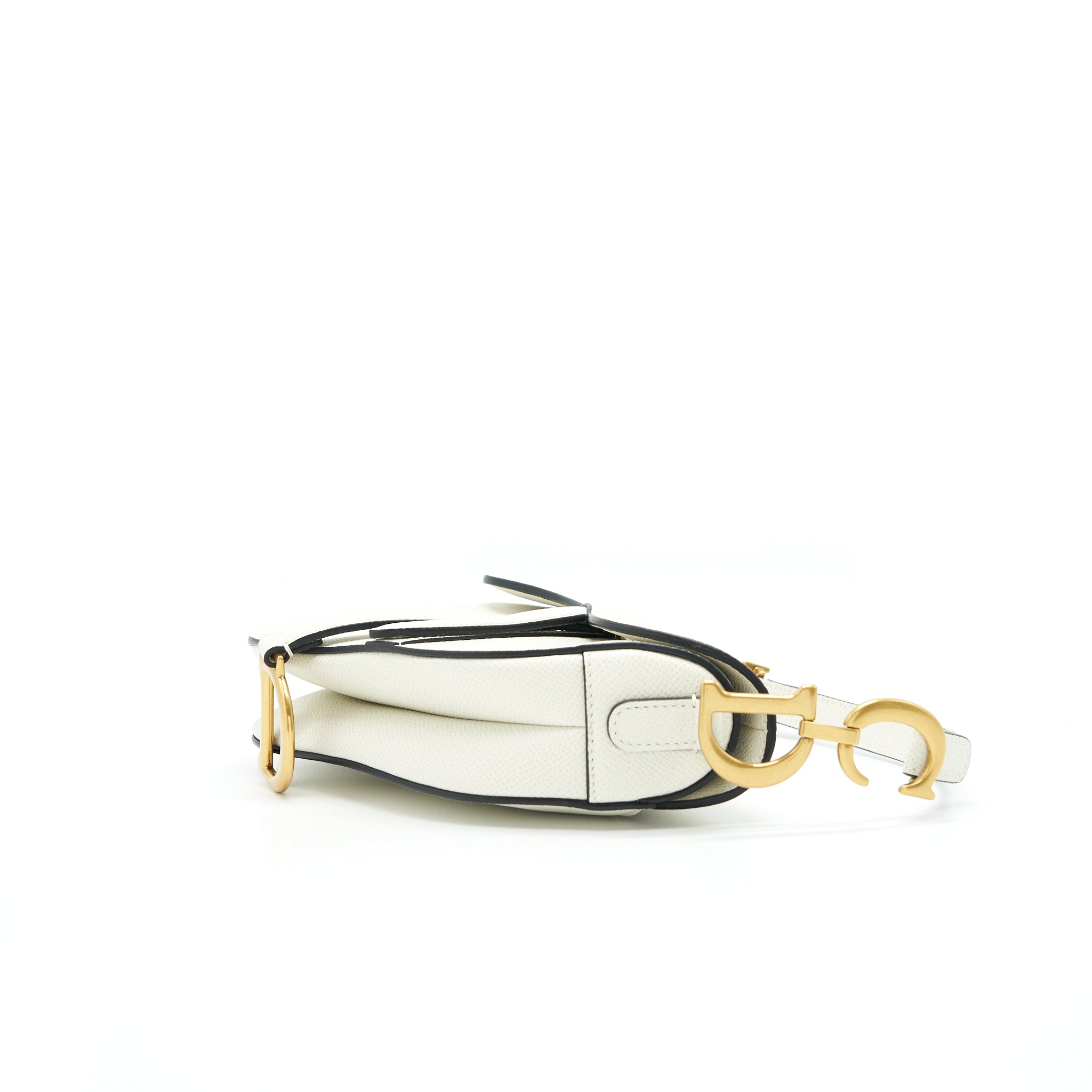 CHRISTIAN DIOR SMALL SADDLE BAG WHITE GHW