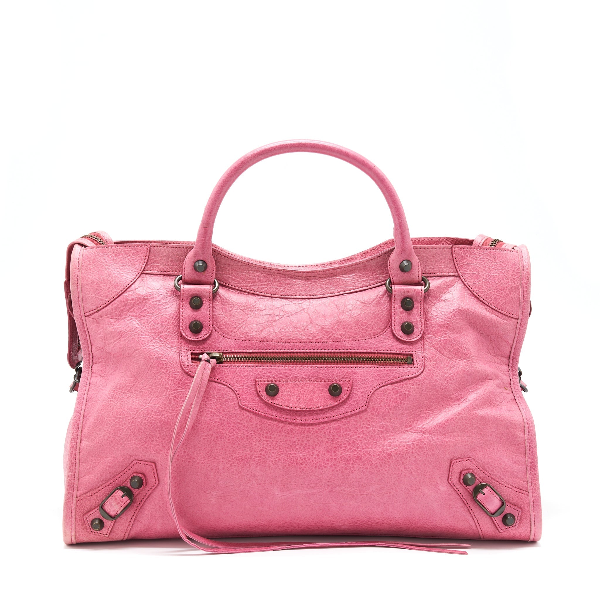 BALENCIAGA CLASSIC CITY BAG PINK RUTHENIUM HARDWARE