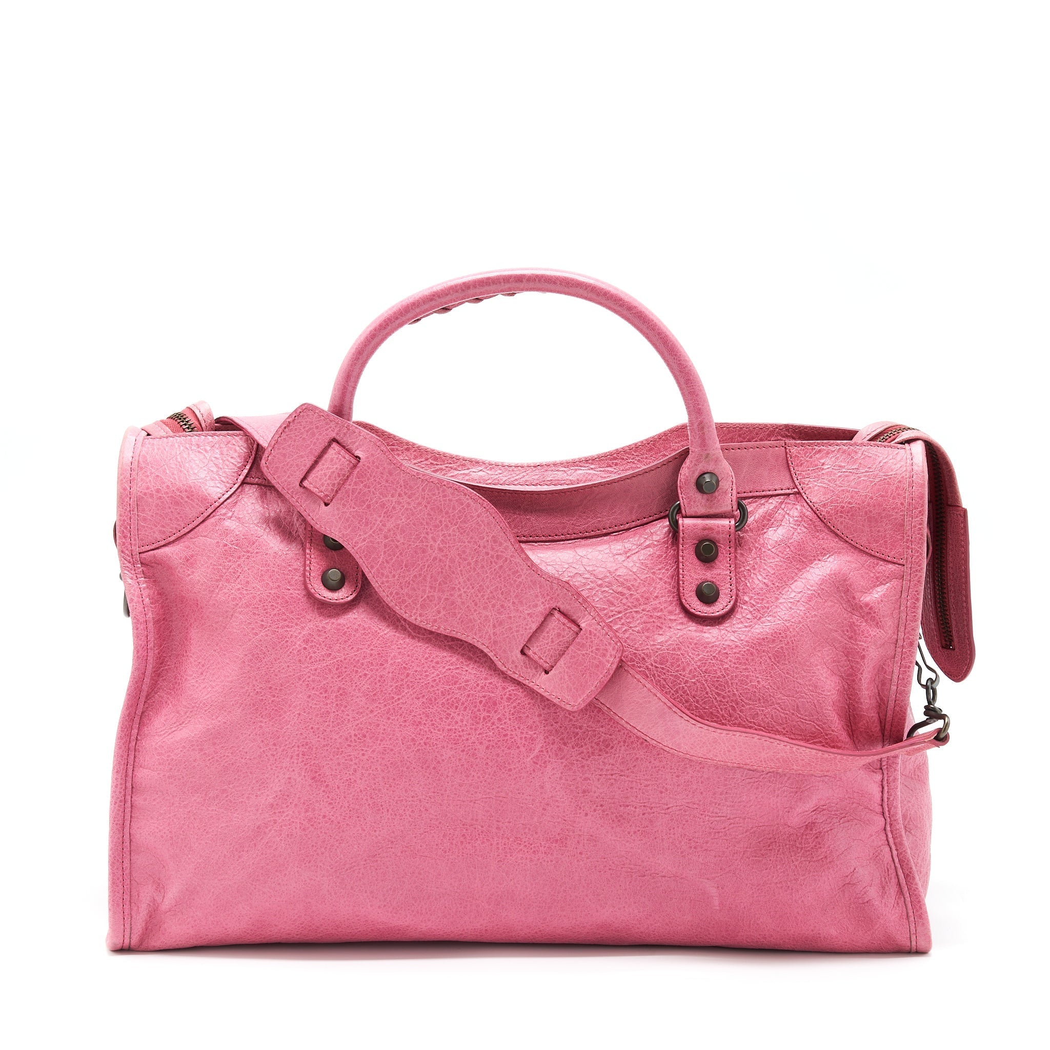 BALENCIAGA CLASSIC CITY BAG PINK RUTHENIUM HARDWARE