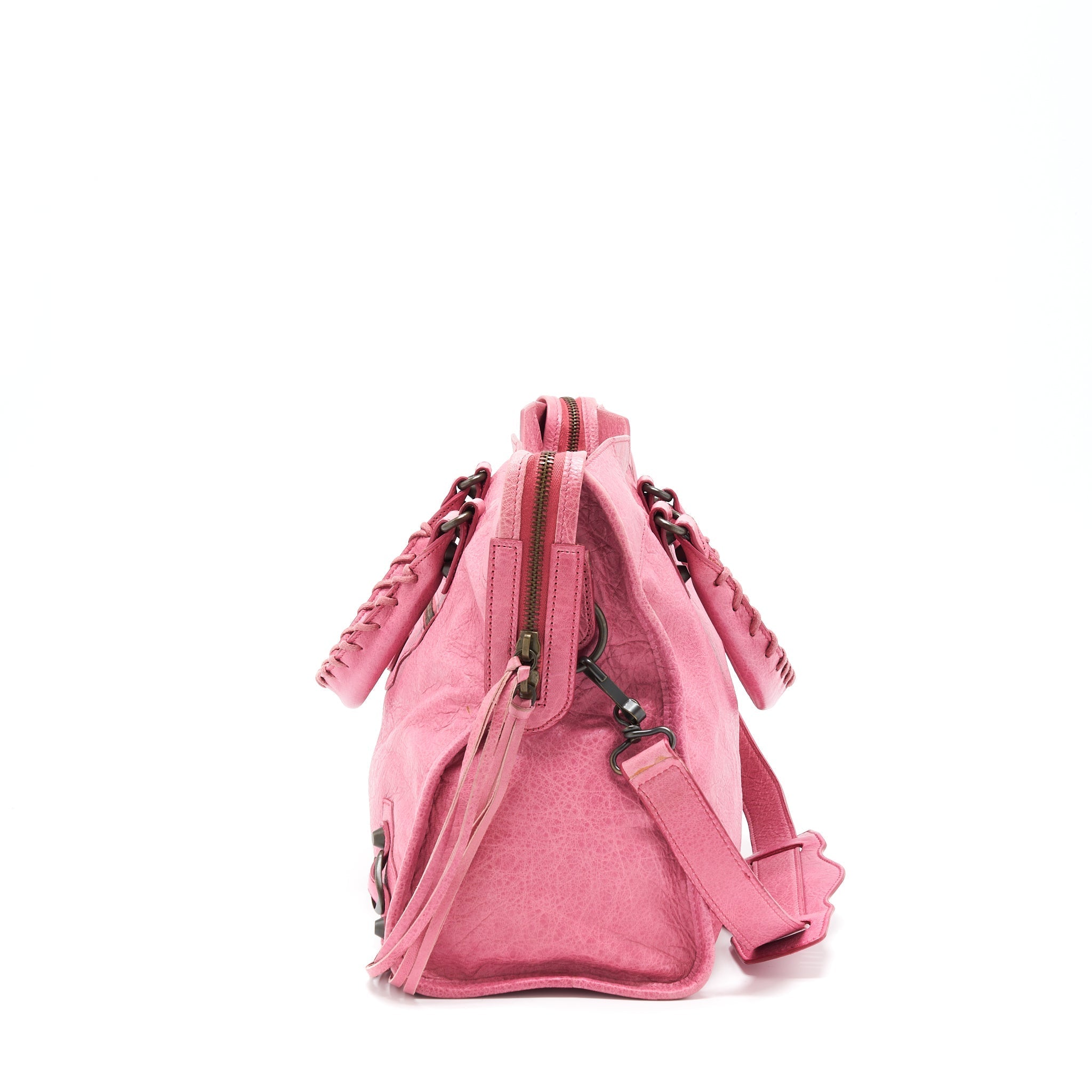 BALENCIAGA CLASSIC CITY BAG PINK RUTHENIUM HARDWARE