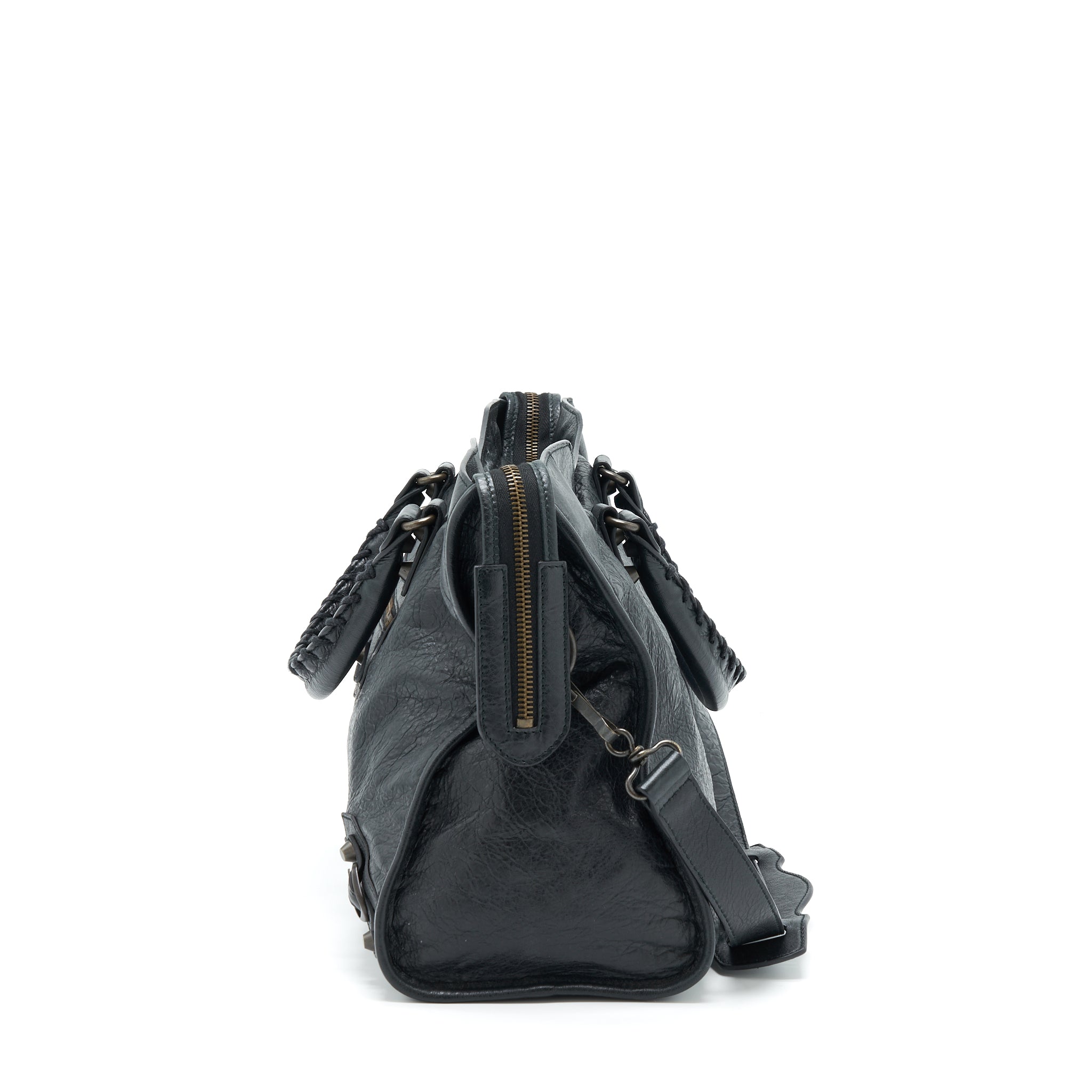 BALENCIAGA CLASSIC CITY BAG BLACK WITH RUTHENIUM HARDWARE